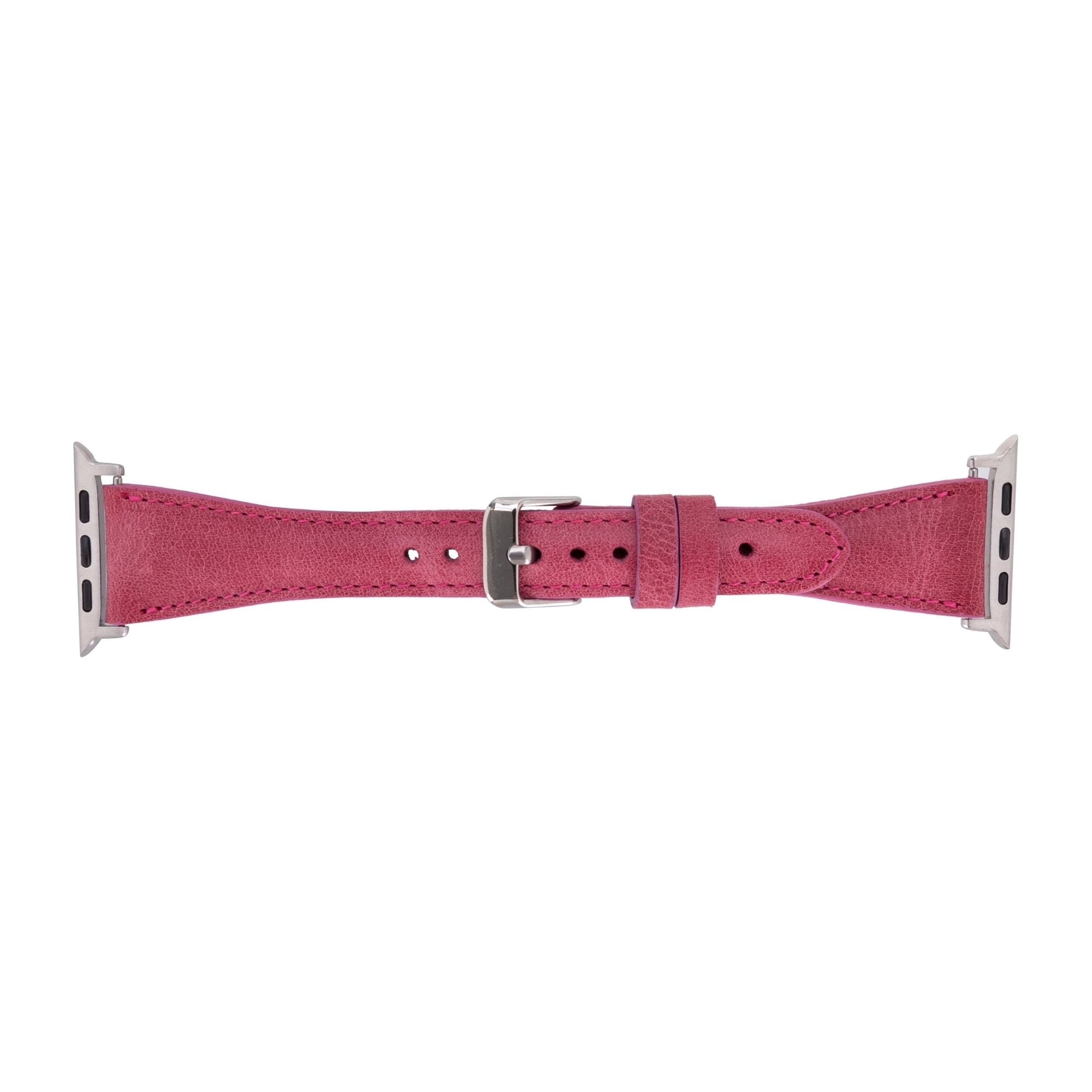 Evansville Slim Leather Bands for Apple Watch Ultra,8,7 and SE - Fuchsia - 49mm / 45mm / 44mm / 42mm - TORONATA