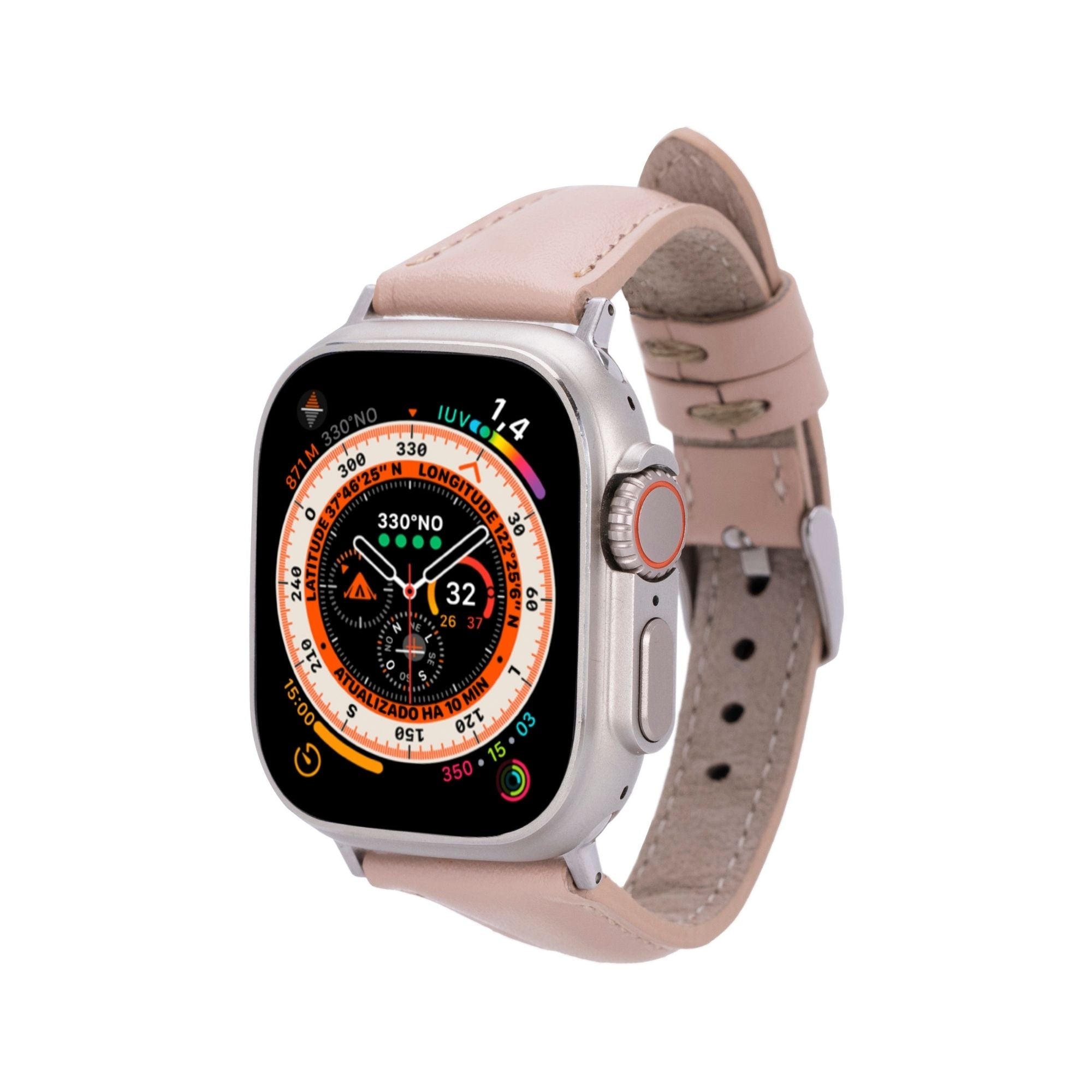 Evansville Slim Leather Bands for Apple Watch Ultra,8,7 and SE - Powder - 49mm / 45mm / 44mm / 42mm - TORONATA