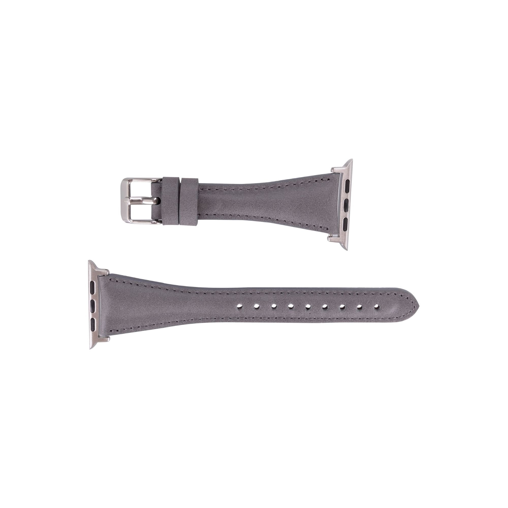 Evansville Slim Leather Bands for Apple Watch Ultra,8,7 and SE - Gray - 49mm / 45mm / 44mm / 42mm - TORONATA