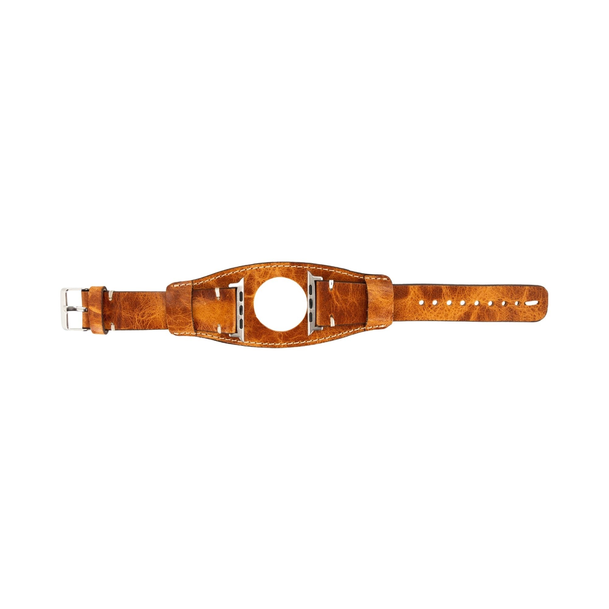 Distressed leather watch strap Bund band Brown Wide cuff watch band men  18-24mm | eBay