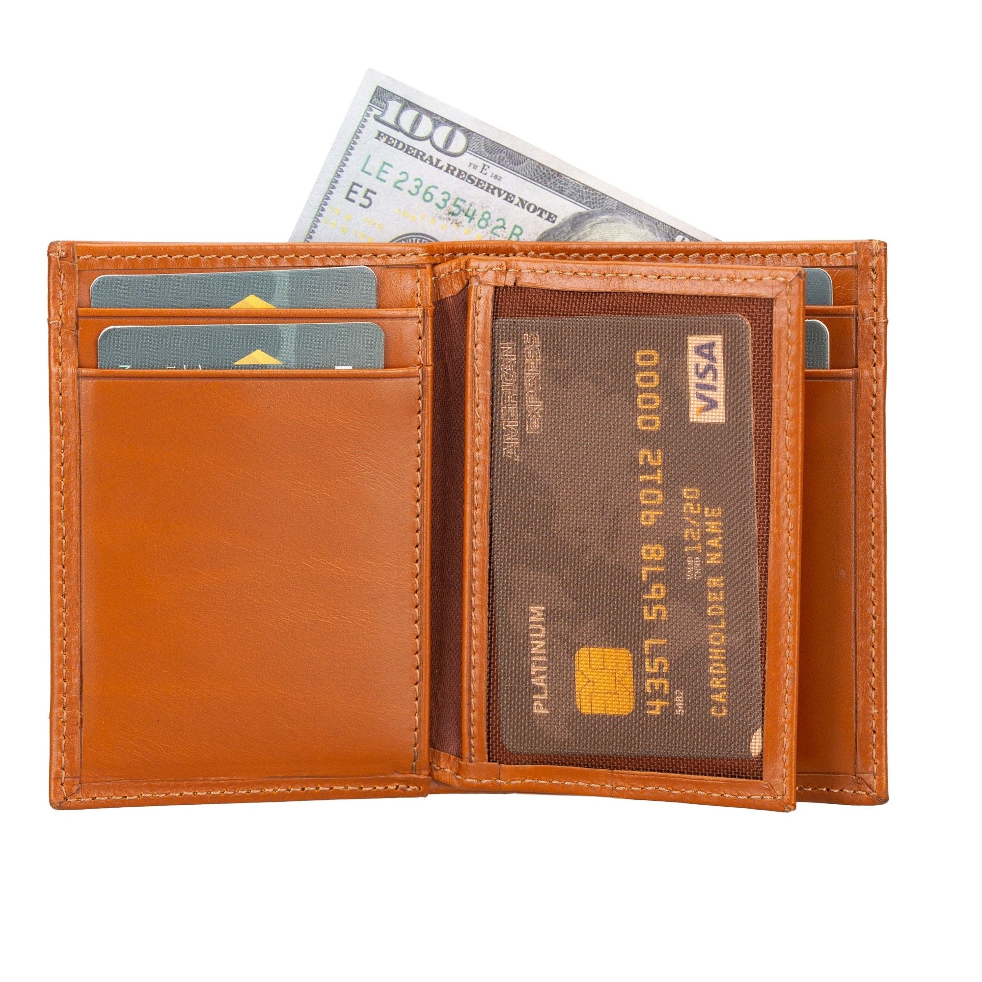 Glendo Apple AirTag Slot Leather Wallet, Handcrafted, Unisex - Tan - TORONATA