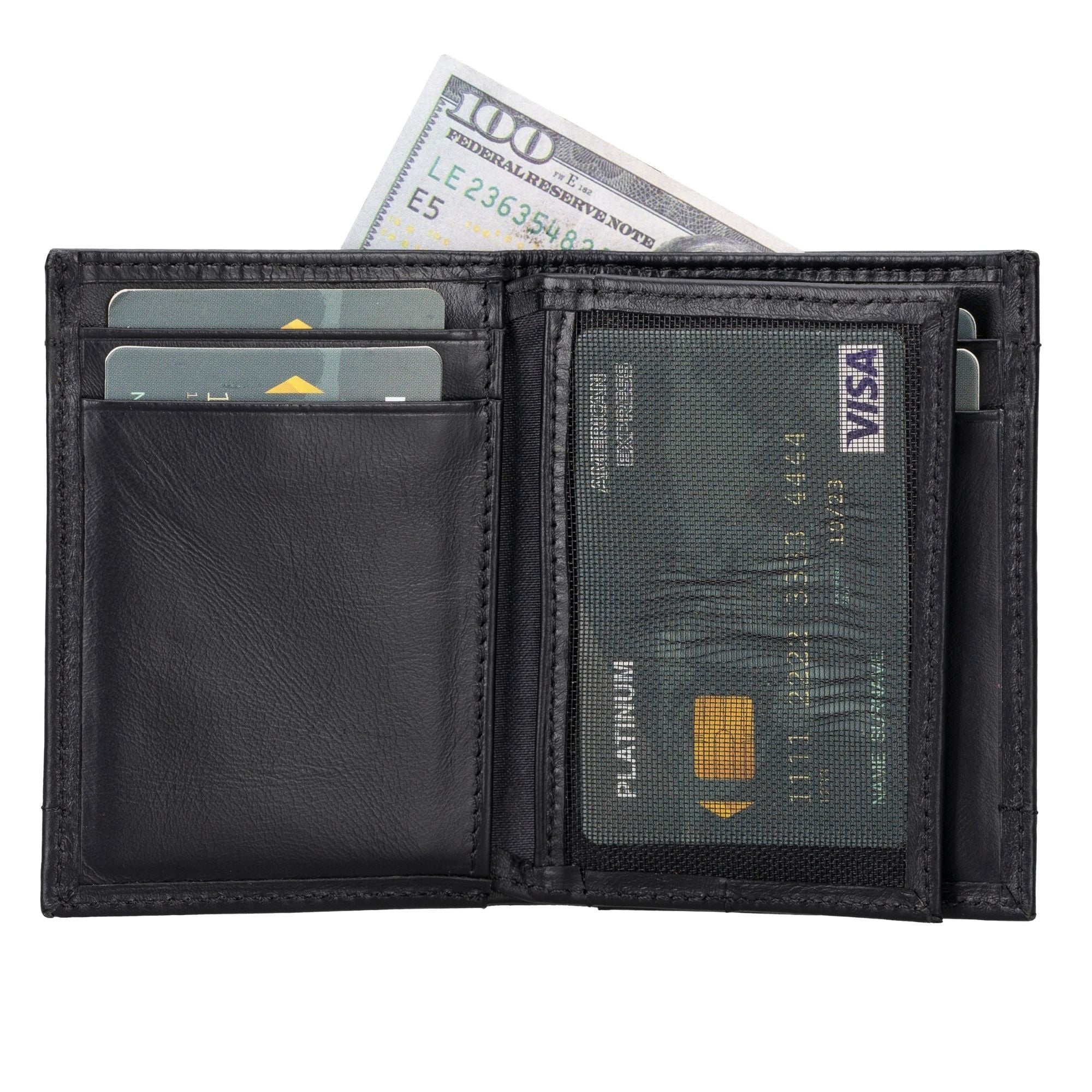 Glendo Apple AirTag Slot Leather Wallet, Handcrafted, Unisex - Black - TORONATA