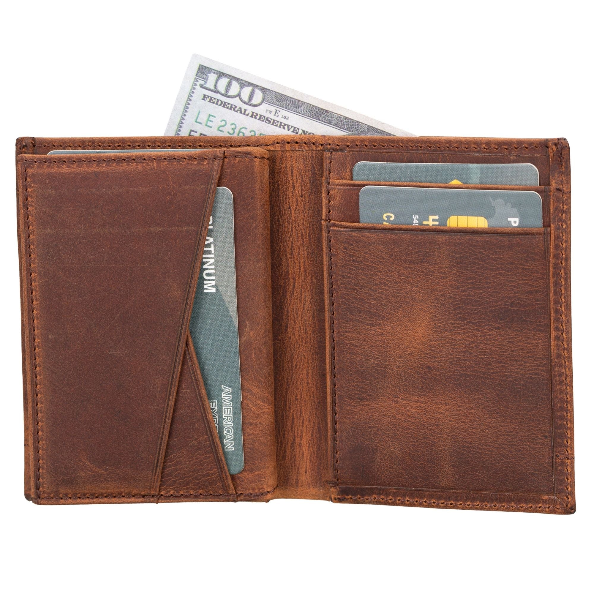 Glendo Apple AirTag Slot Leather Wallet, Handcrafted, Unisex - Dark Brown - TORONATA