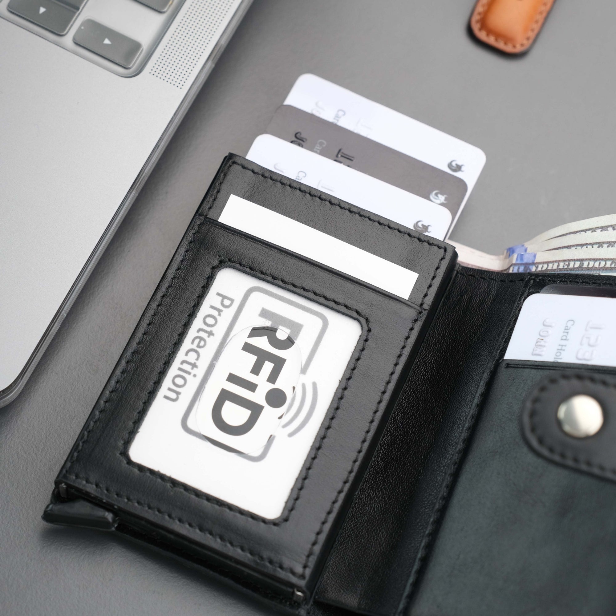 Glenrock Black Leather Pop Up Card Holder Wallet----TORONATA