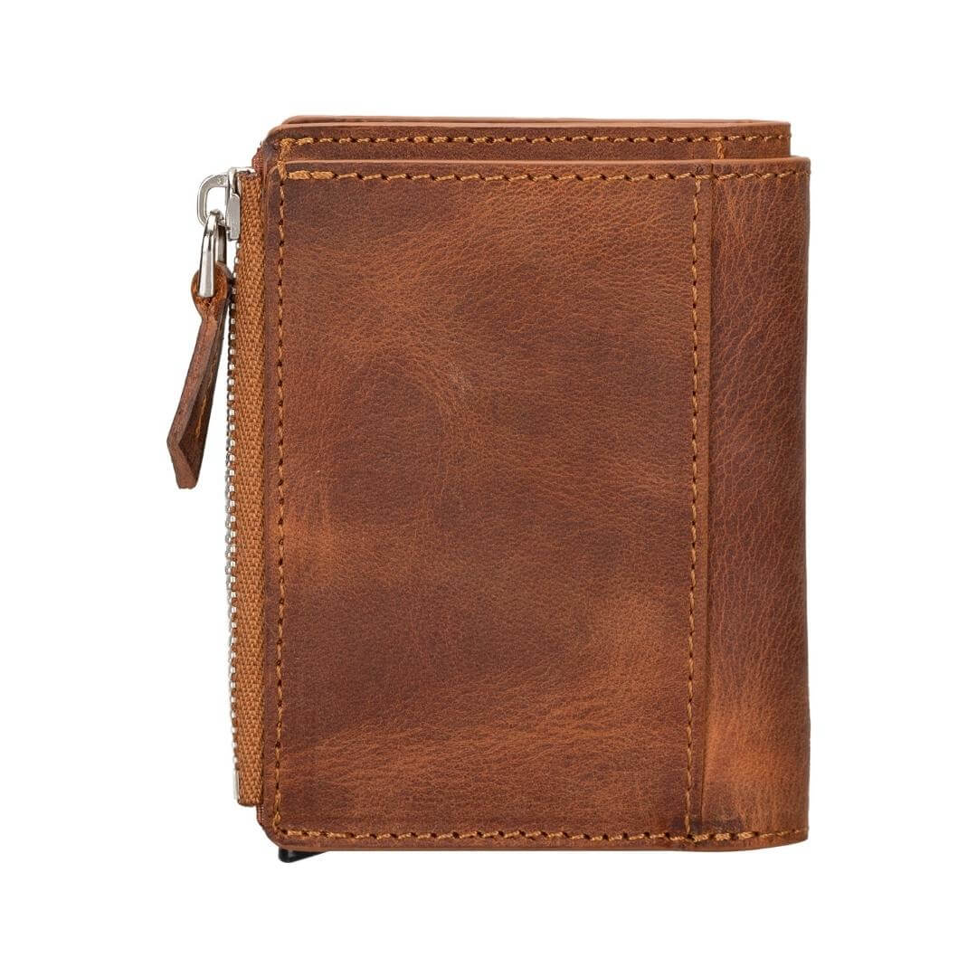 Glenrock Genuine Cowhide Leather Pop Up Card Holder Wallet - Dark Brown - TORONATA