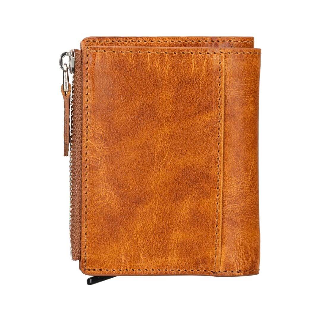 Glenrock Genuine Cowhide Leather Pop Up Card Holder Wallet - Brown - TORONATA