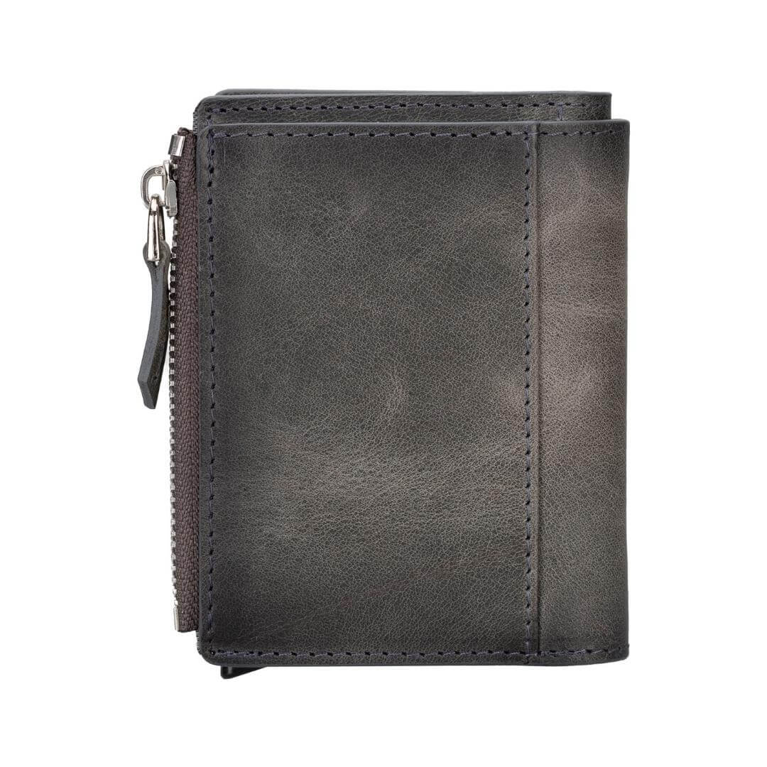 Glenrock Genuine Cowhide Leather Pop Up Card Holder Wallet - Gray - TORONATA