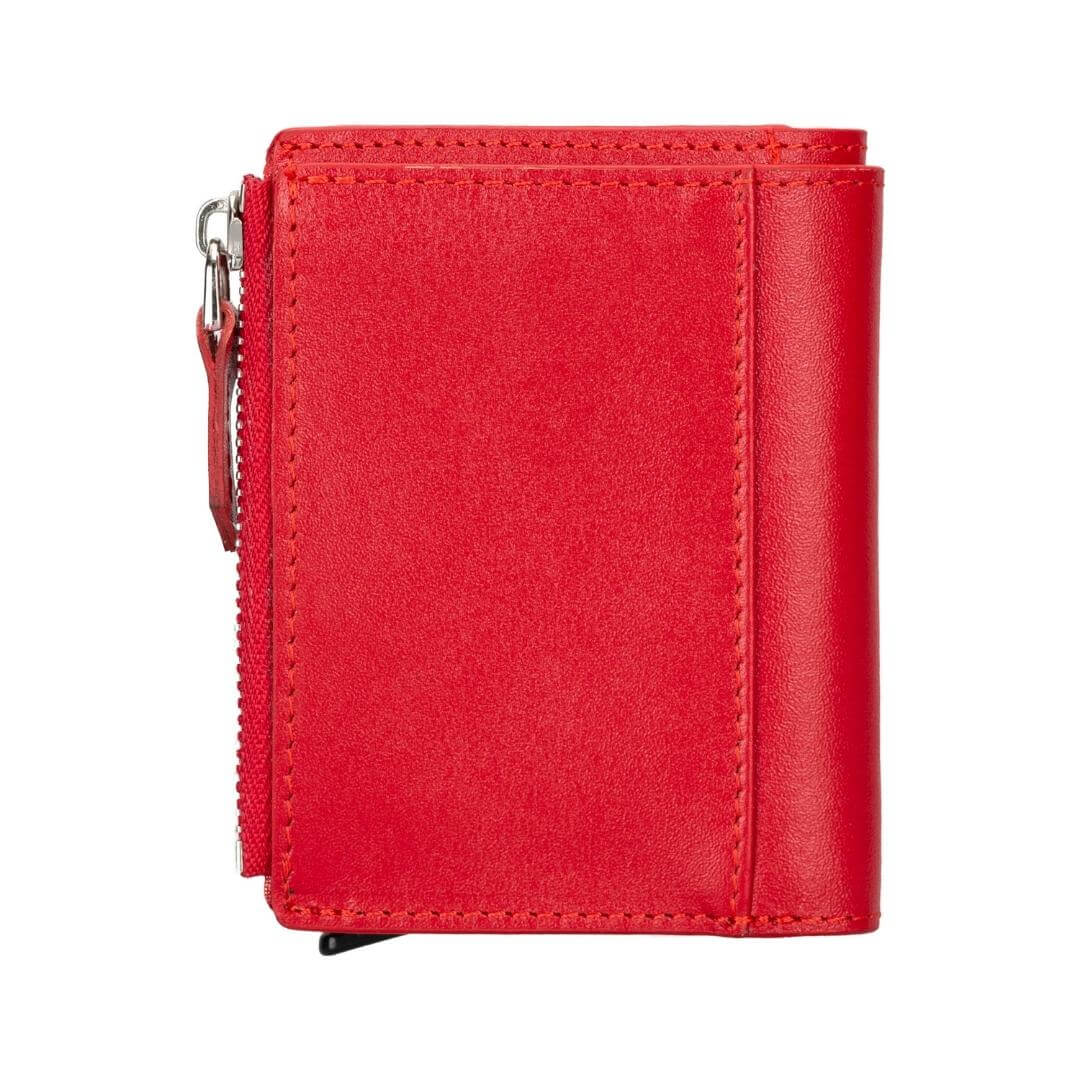 Glenrock Genuine Cowhide Leather Pop Up Card Holder Wallet - Red - TORONATA