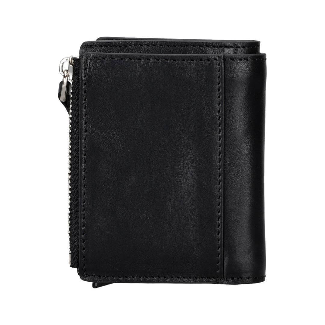 Glenrock Genuine Cowhide Leather Pop Up Card Holder Wallet - Black - TORONATA