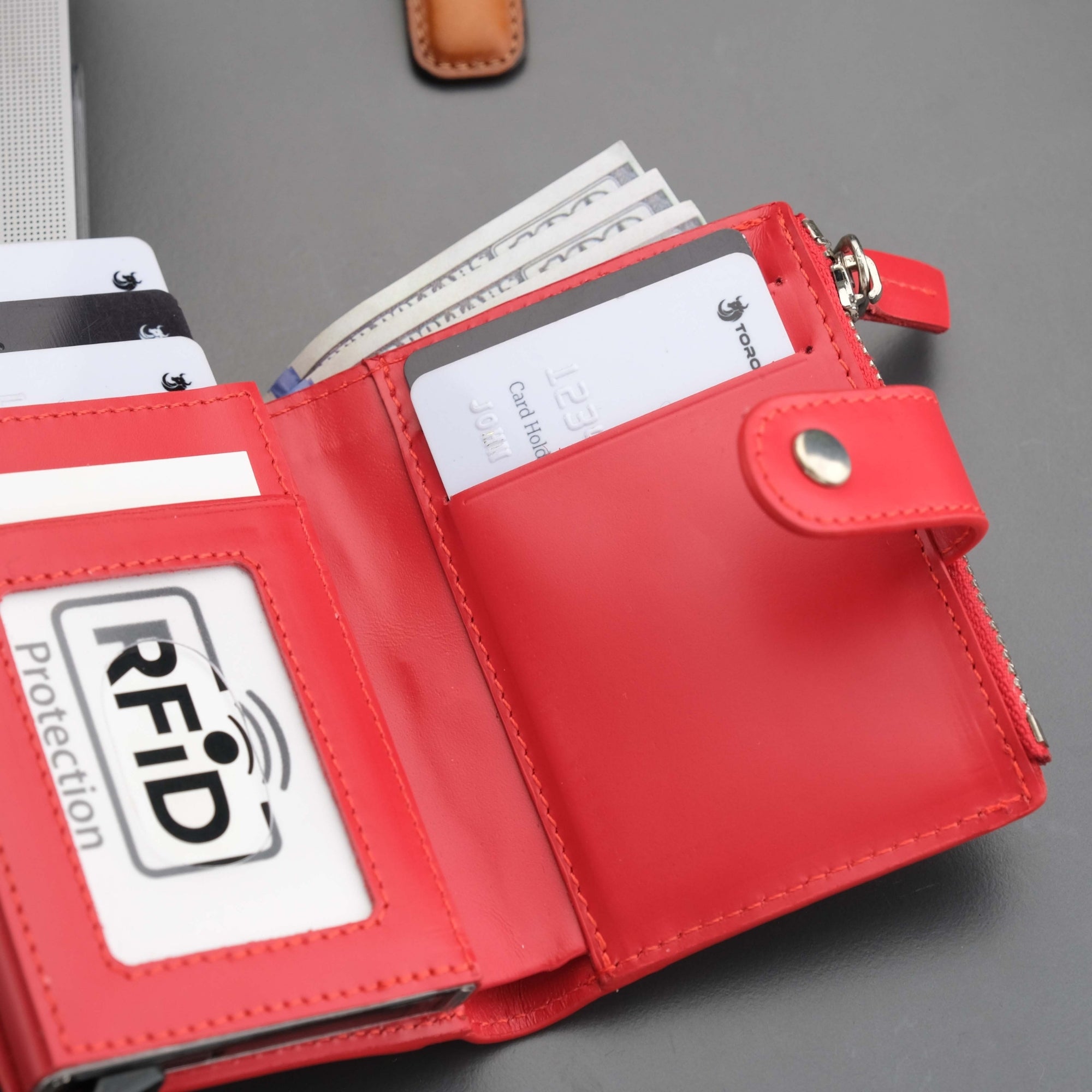 Glenrock Red Leather Pop-up Cardholder Wallet----TORONATA