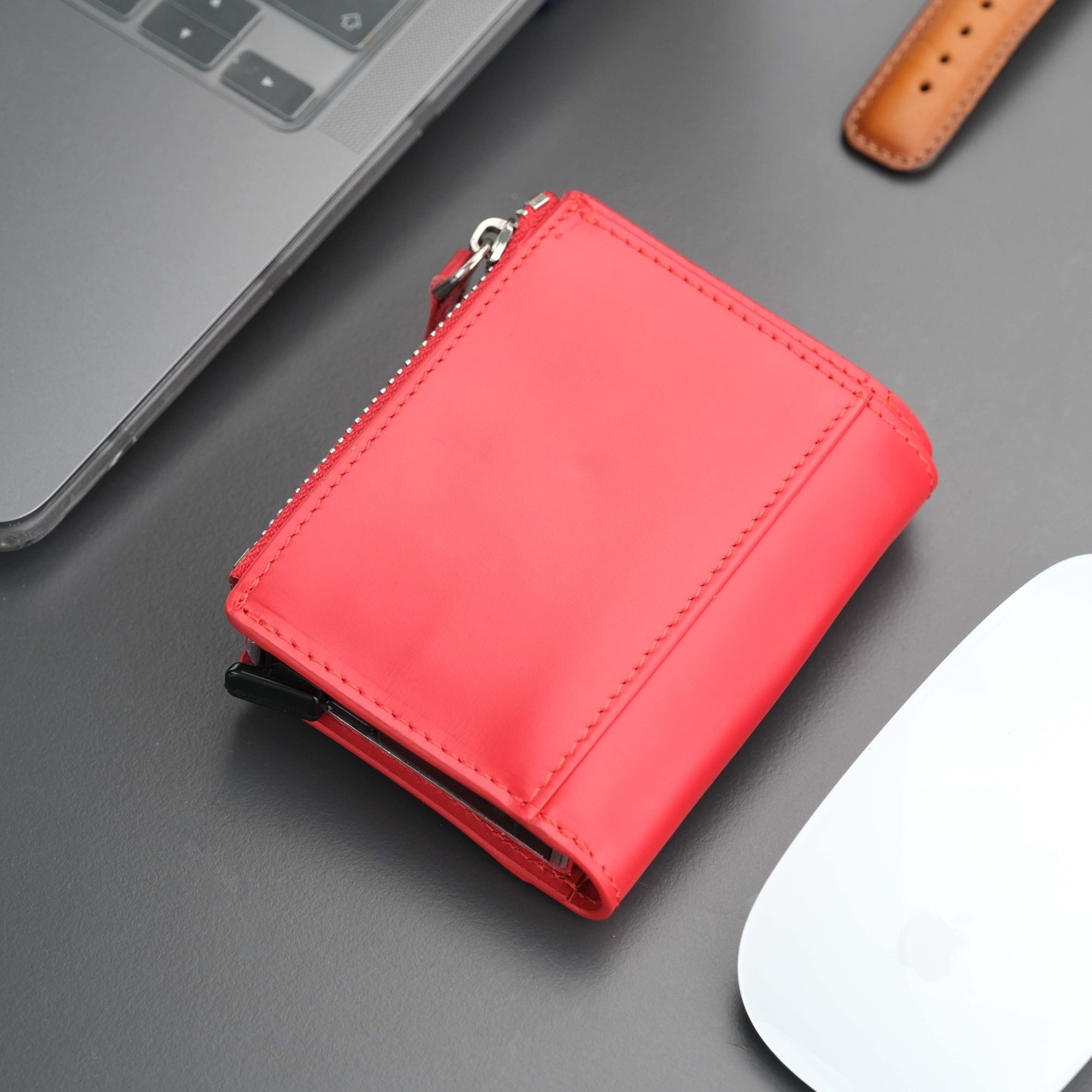 Glenrock Red Leather Pop-up Cardholder Wallet----TORONATA