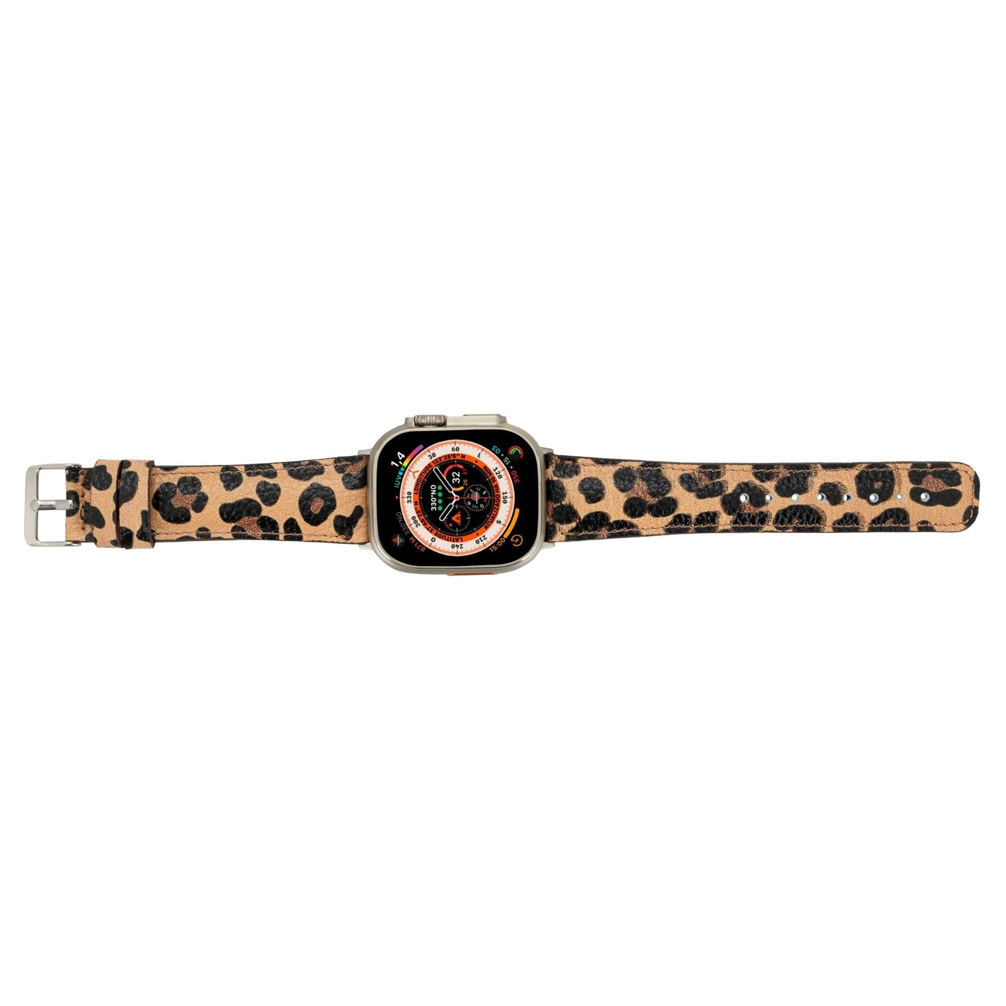 Guernsey Leather Bands for Apple Watch Ultra,8,7 and SE - 45/44/42mm - Shiny Leopard - TORONATA