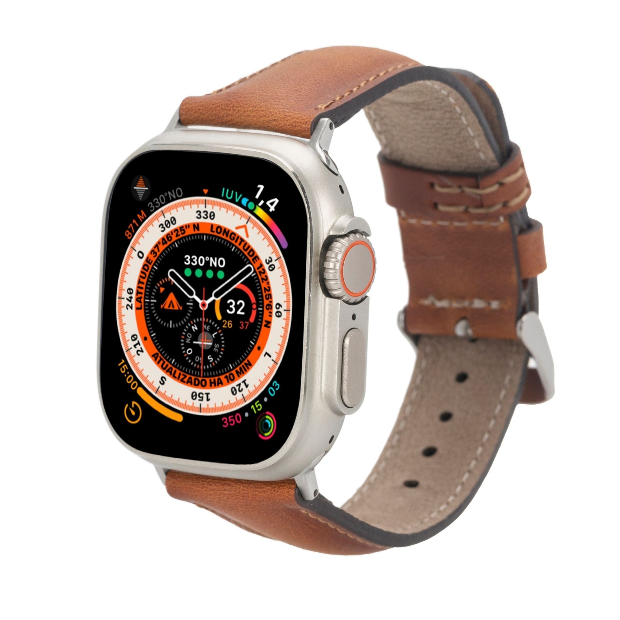 Guernsey Leather Bands for Apple Watch Ultra,8,7 and SE - 45/44/42mm - Peanut - TORONATA