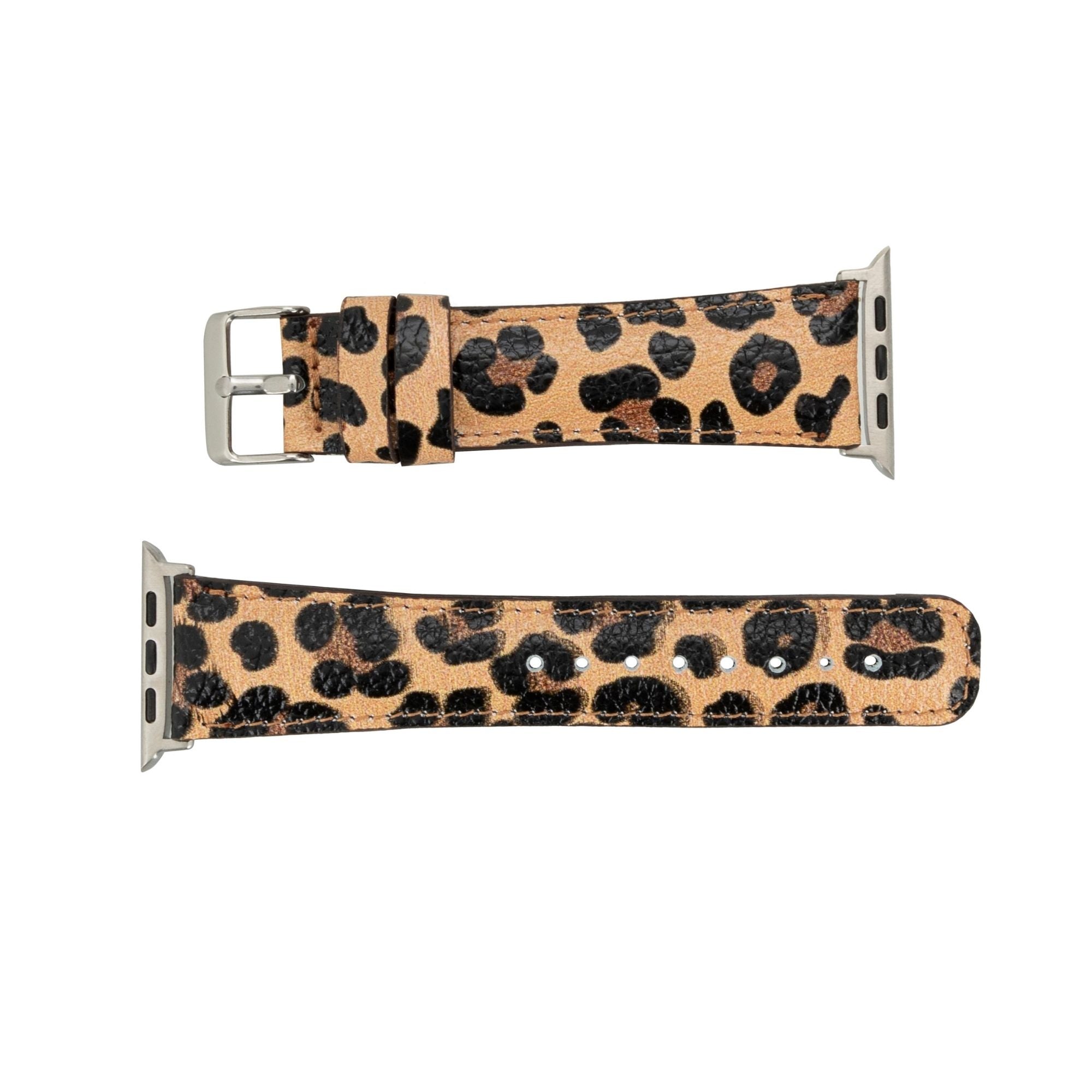 Guernsey Leather Bands for Apple Watch Ultra,8,7 and SE - 45/44/42mm - Shiny Leopard - TORONATA