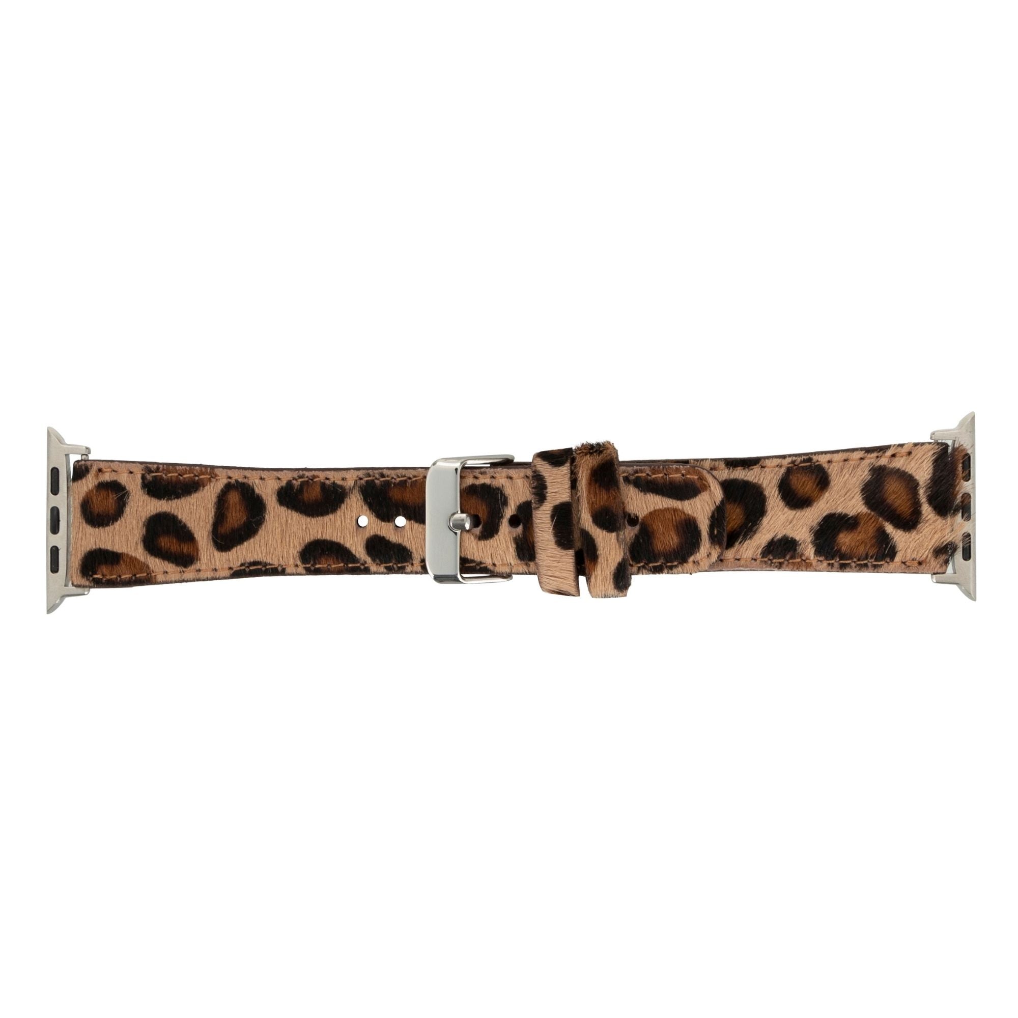 Guernsey Leather Bands for Apple Watch Ultra,8,7 and SE - 45/44/42mm - Hairy Leopard - TORONATA