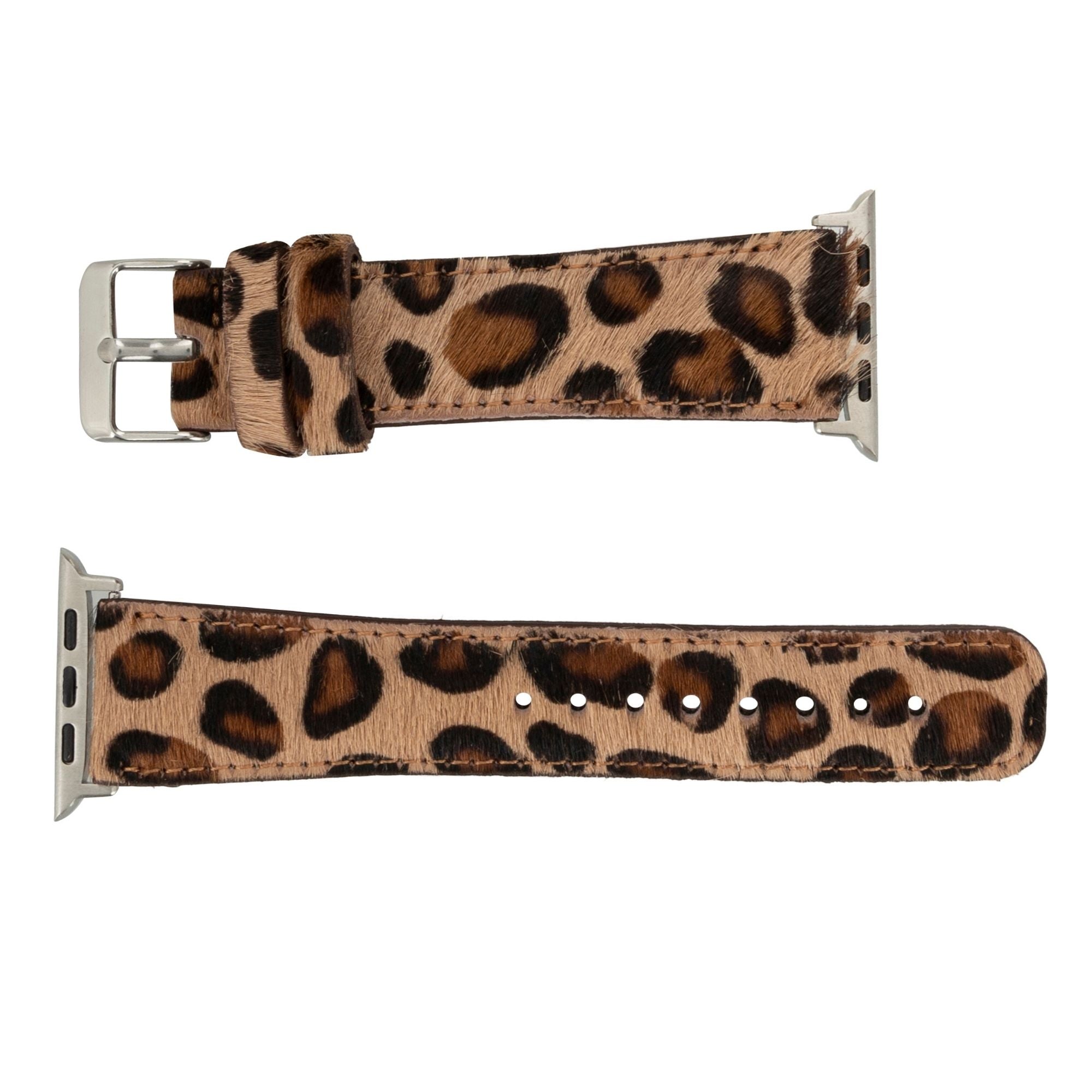 Guernsey Leather Bands for Apple Watch Ultra,8,7 and SE - 45/44/42mm - Hairy Leopard - TORONATA