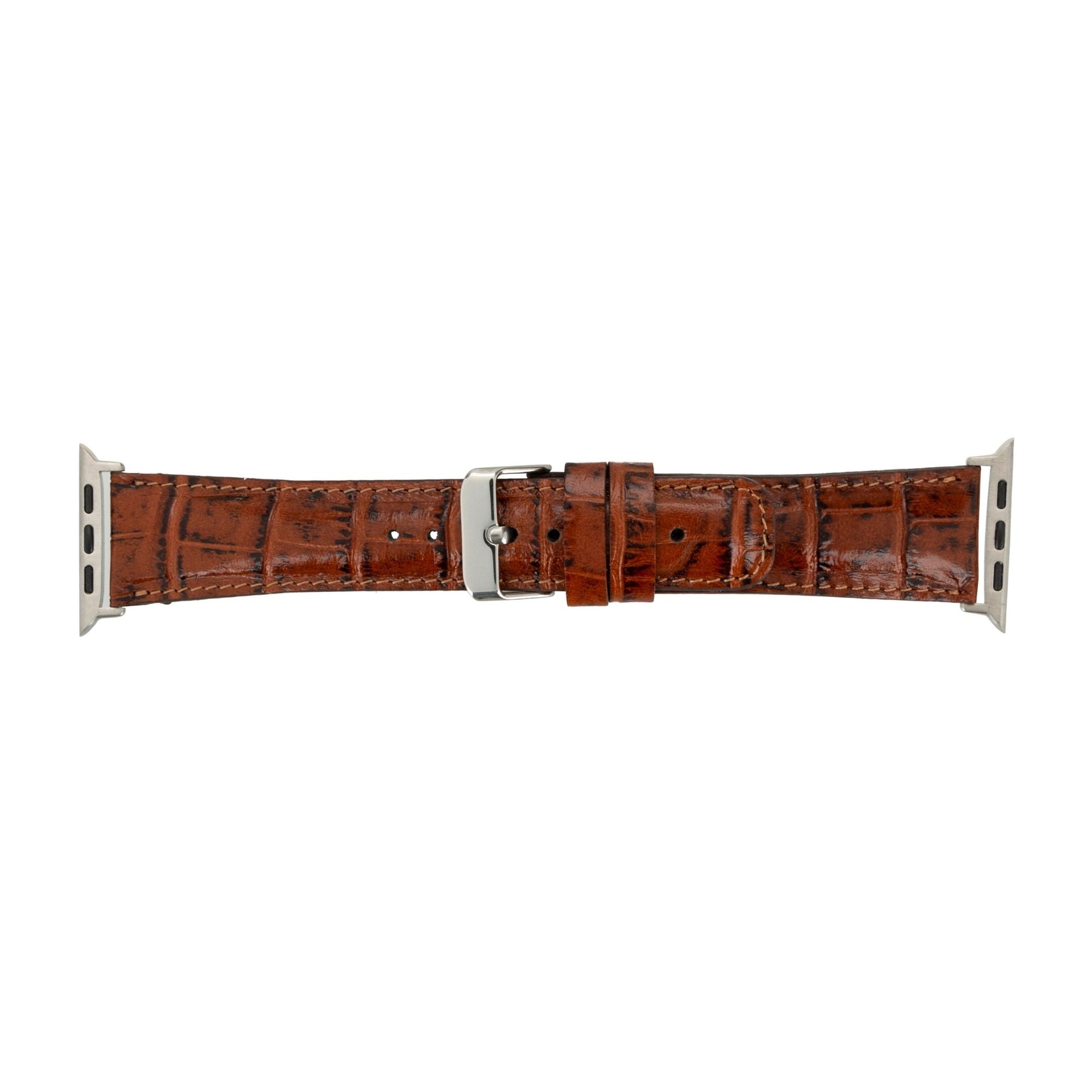 Guernsey Leather Bands for Apple Watch Ultra,8,7 and SE - 45/44/42mm - Brown Croco - TORONATA