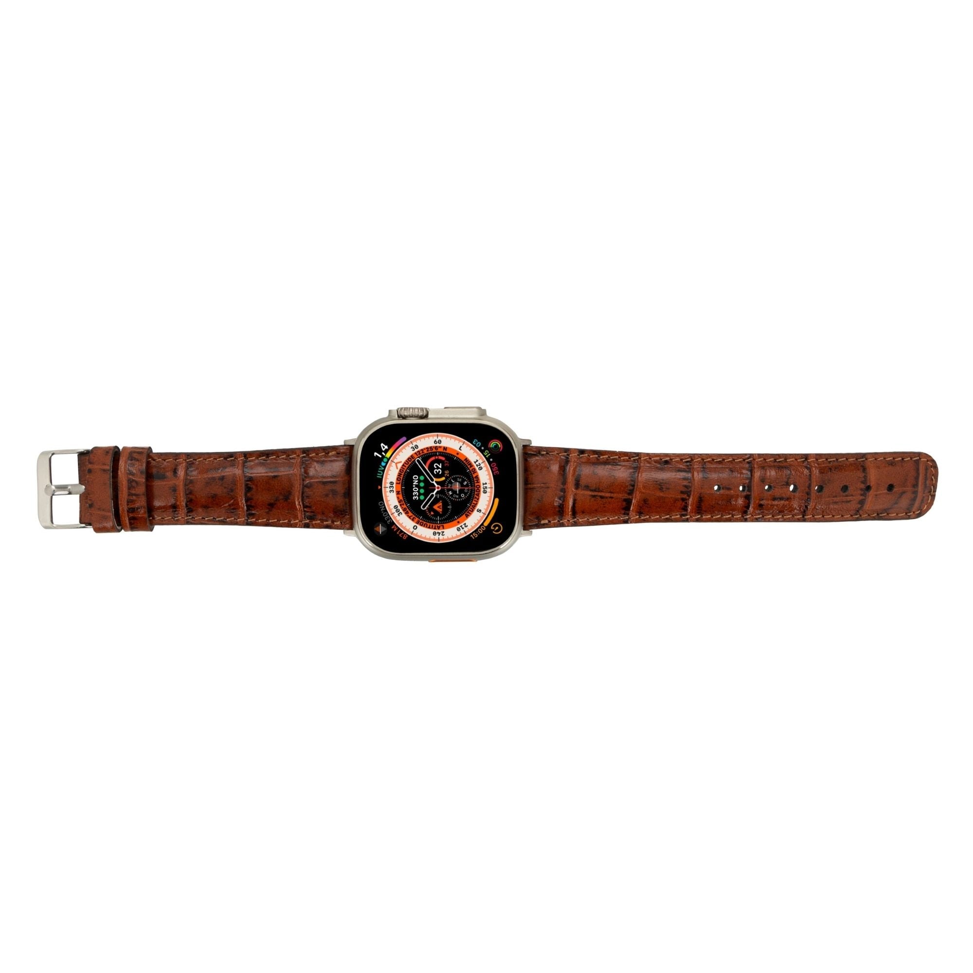 Guernsey Leather Bands for Apple Watch Ultra,8,7 and SE - 45/44/42mm - Brown Croco - TORONATA