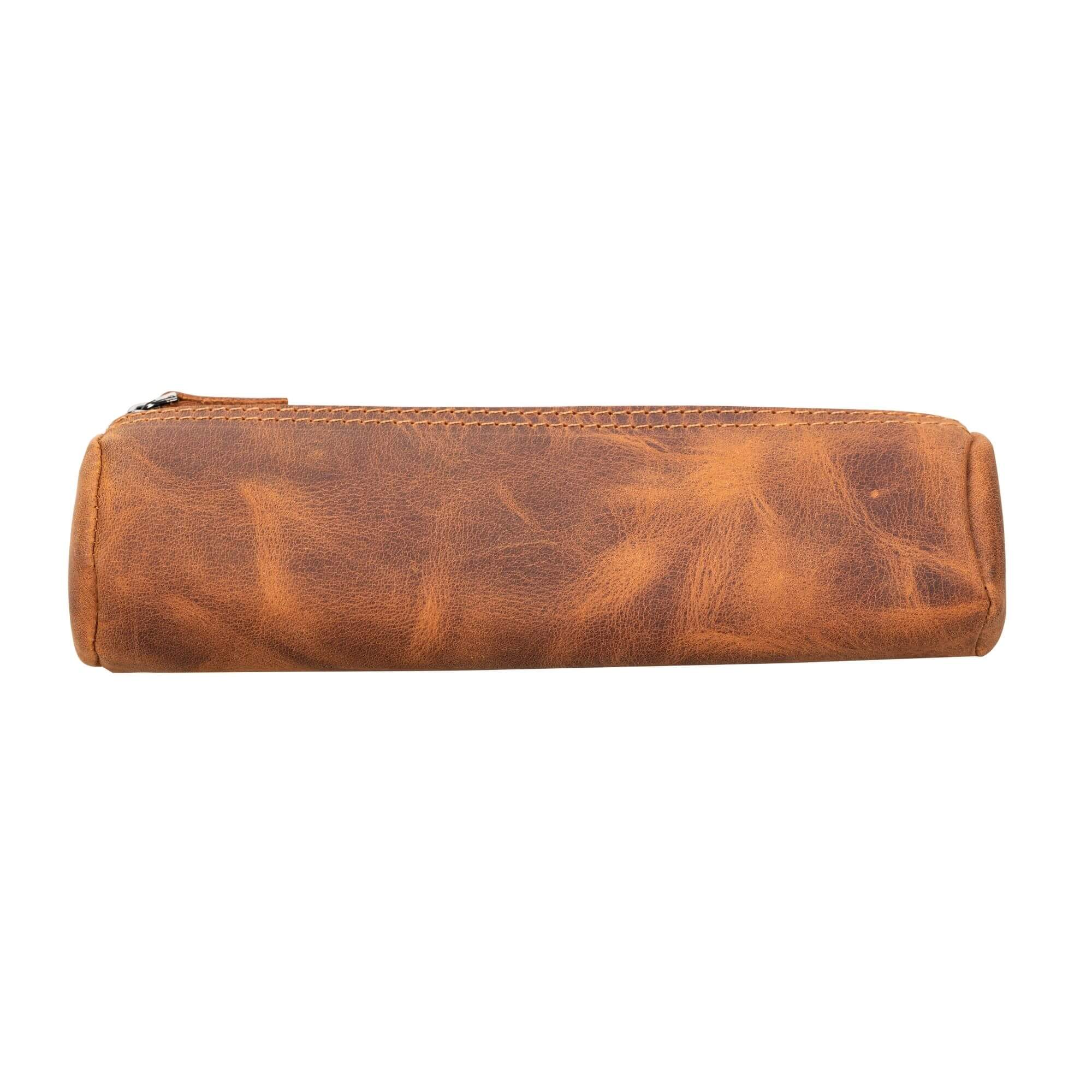 Handmade Genuine Cow Leather Pencil Case - Dark Brown - TORONATA