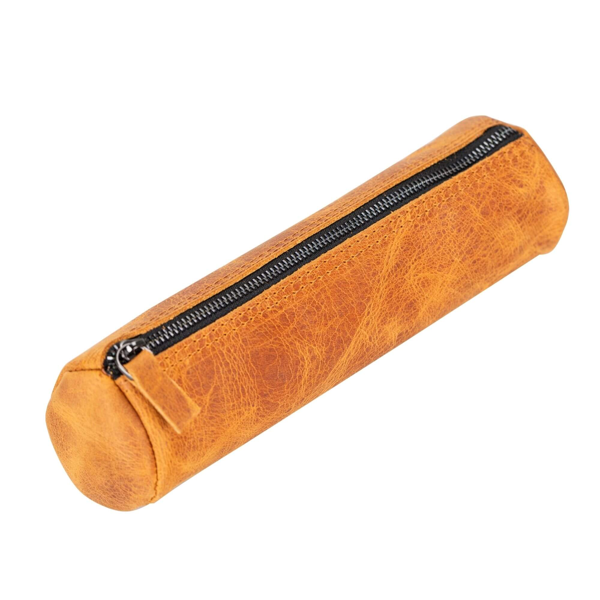 Handmade Genuine Cow Leather Pencil Case - Tan - TORONATA