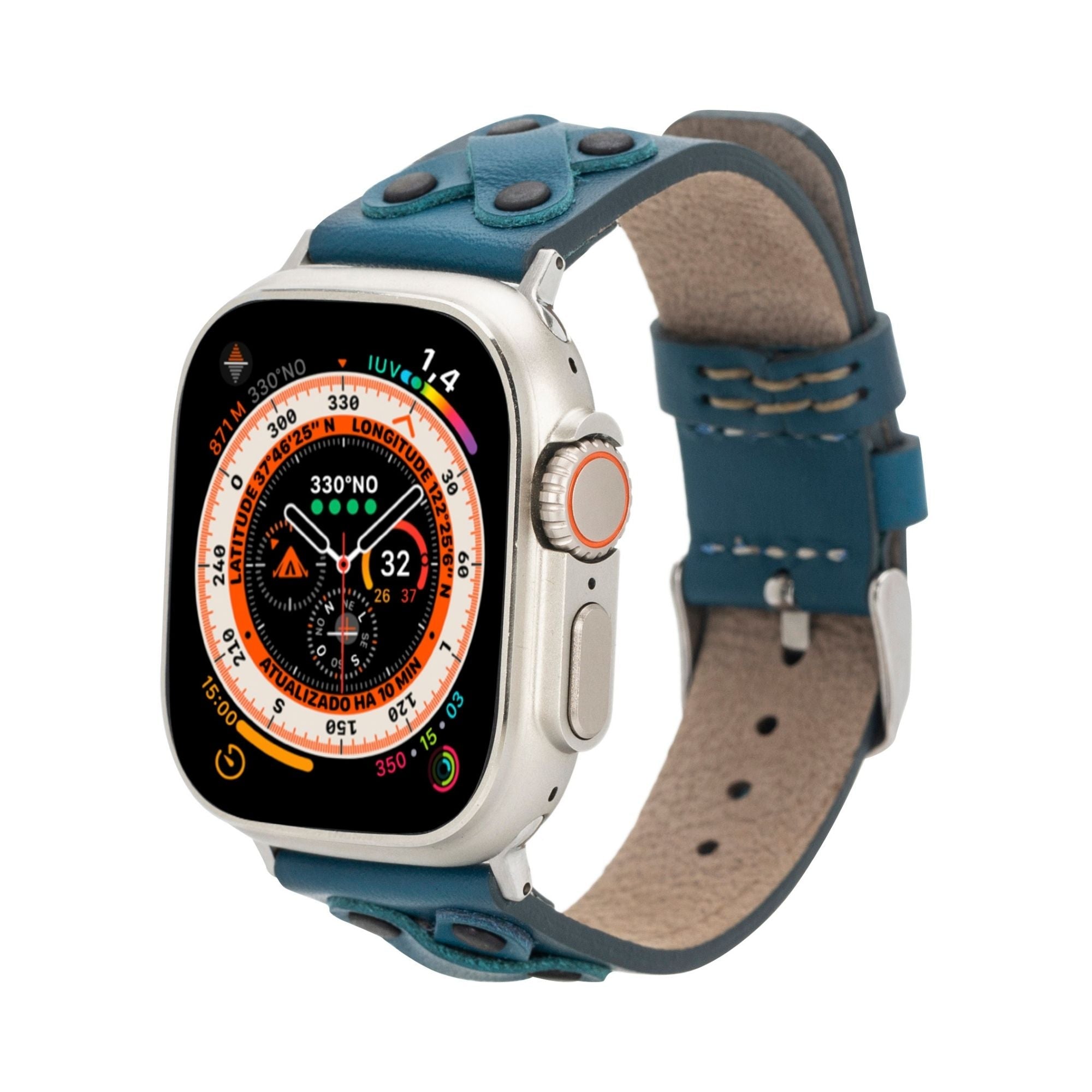 Hulett Leather Bands for Apple Watch Ultra,8,7 and SE - 45/44/42mm - Blue - TORONATA