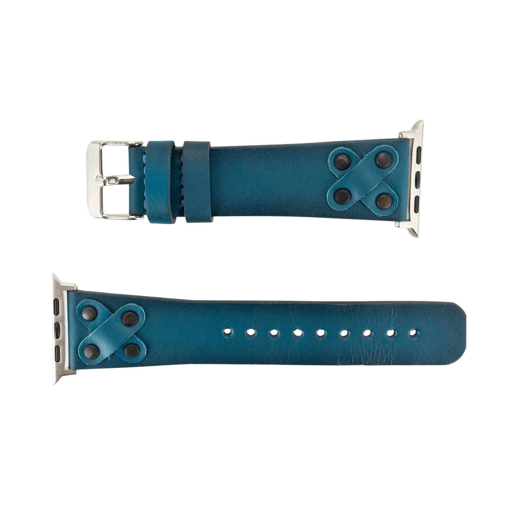 Hulett Leather Bands for Apple Watch Ultra,8,7 and SE - 45/44/42mm - Blue - TORONATA