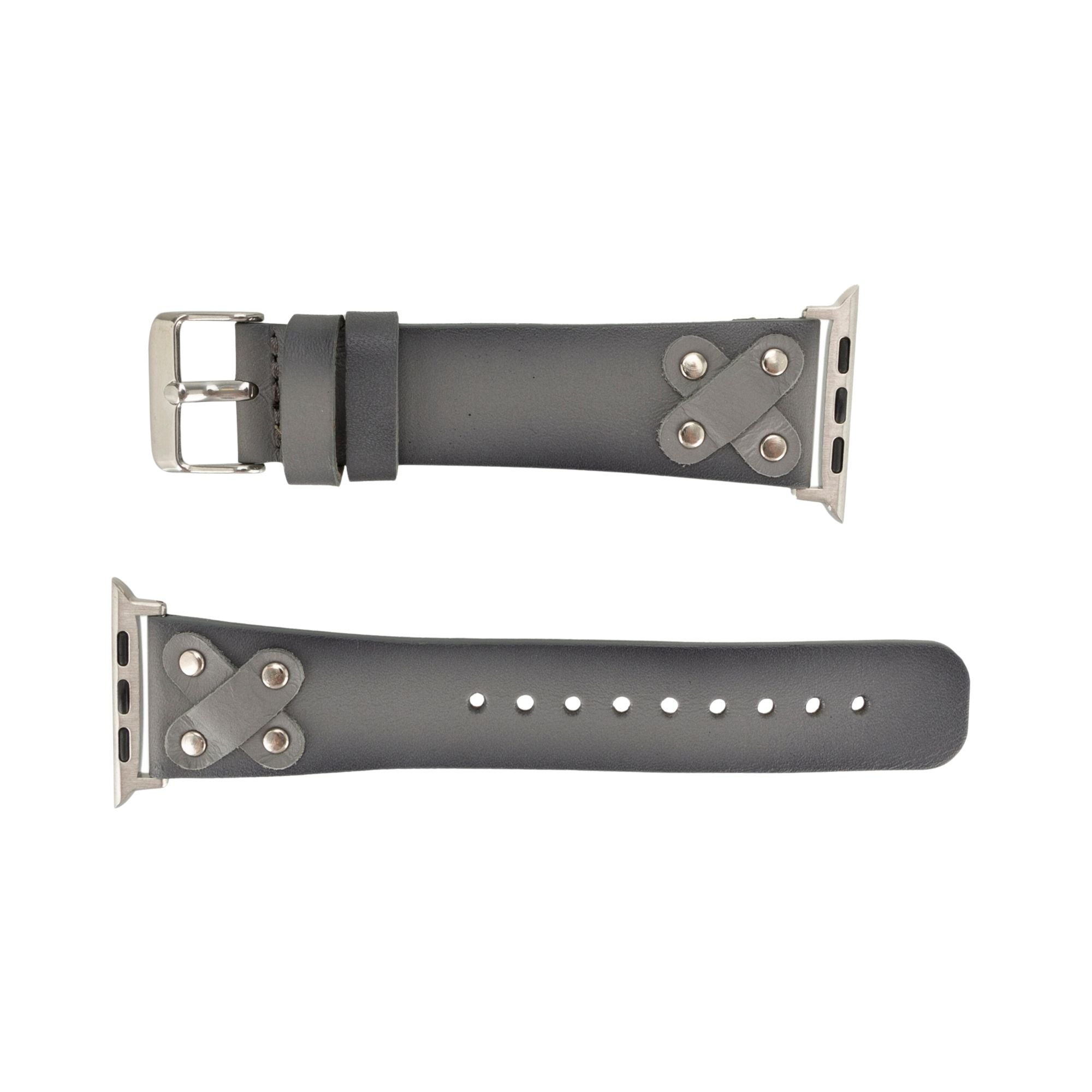 Hulett Leather Bands for Apple Watch Ultra,8,7 and SE - 45/44/42mm - Gray - TORONATA