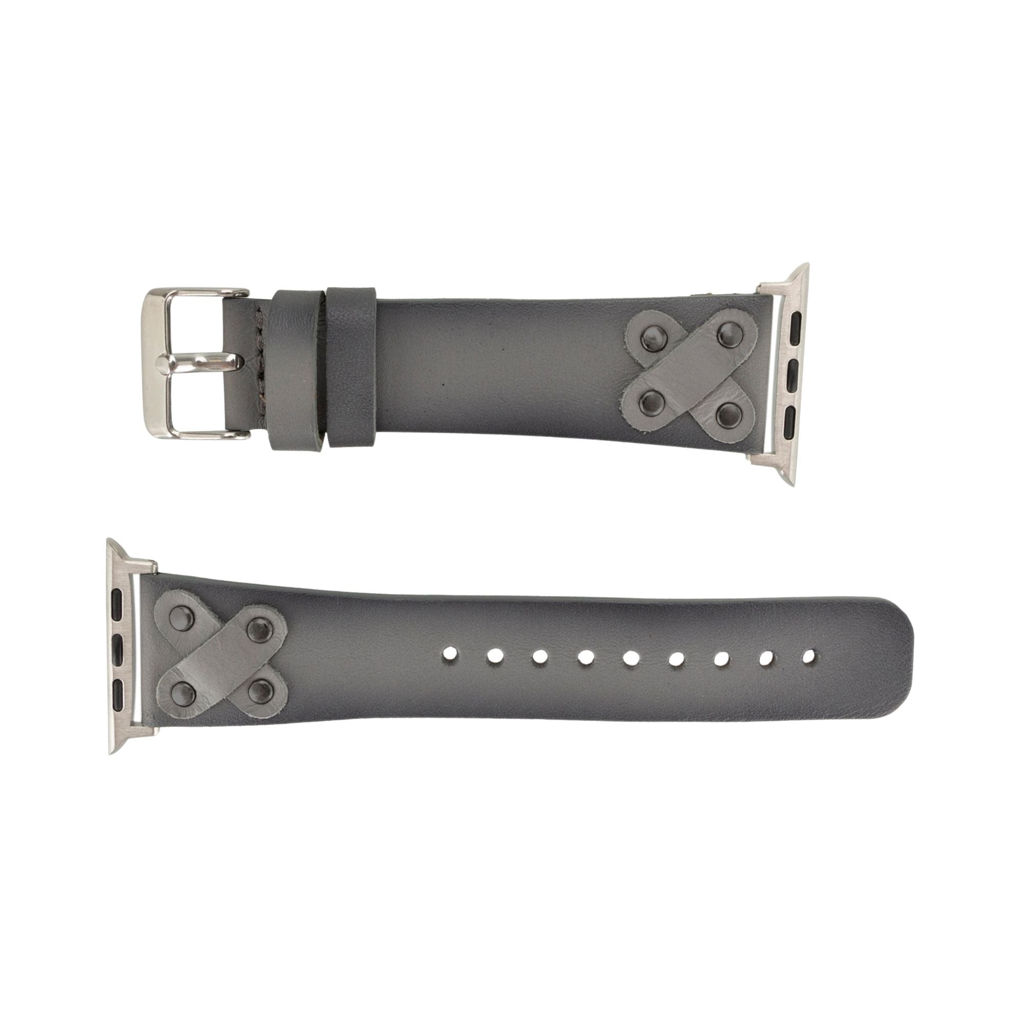 Hulett Leather Bands for Apple Watch Ultra,8,7 and SE - 45/44/42mm - Gray - TORONATA