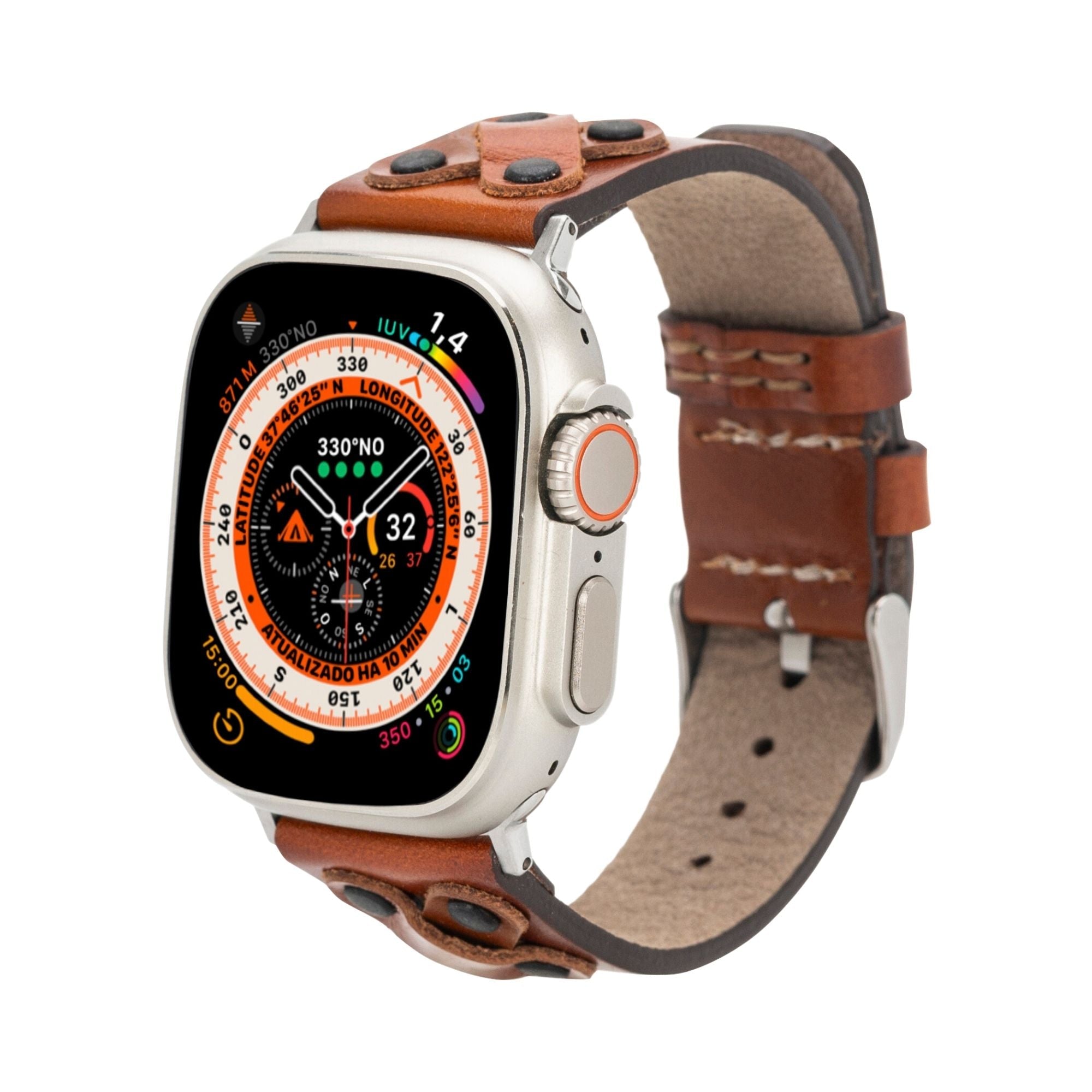 Hulett Leather Bands for Apple Watch 9, Ultra 2 & SE - 45/44/42mm - Tan - TORONATA
