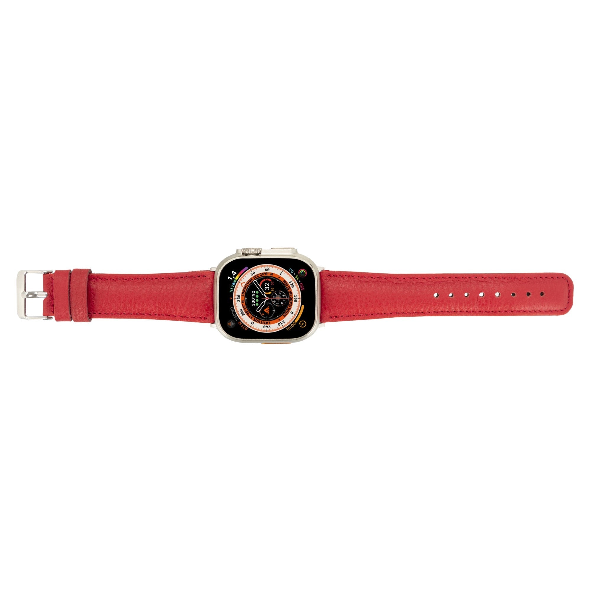 Jackson Leather Bands for Apple Watch Ultra,8,7 and SE - 45/44/42mm - Red - TORONATA