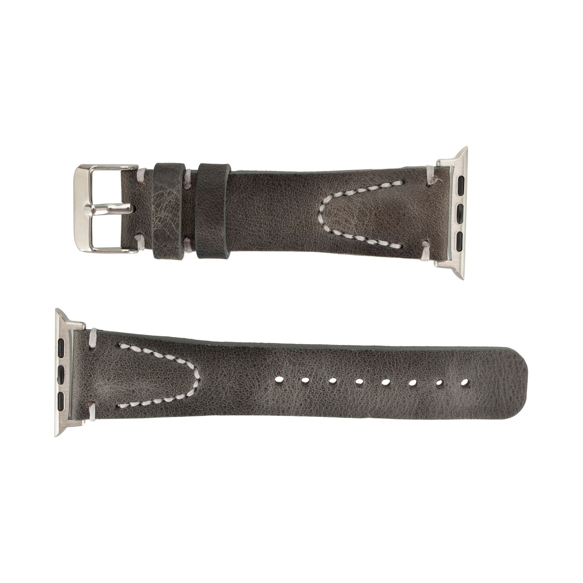 Jeffrey Leather Bands for Apple Watch Ultra,8,7 and SE - 45/44/42mm - Gray - TORONATA