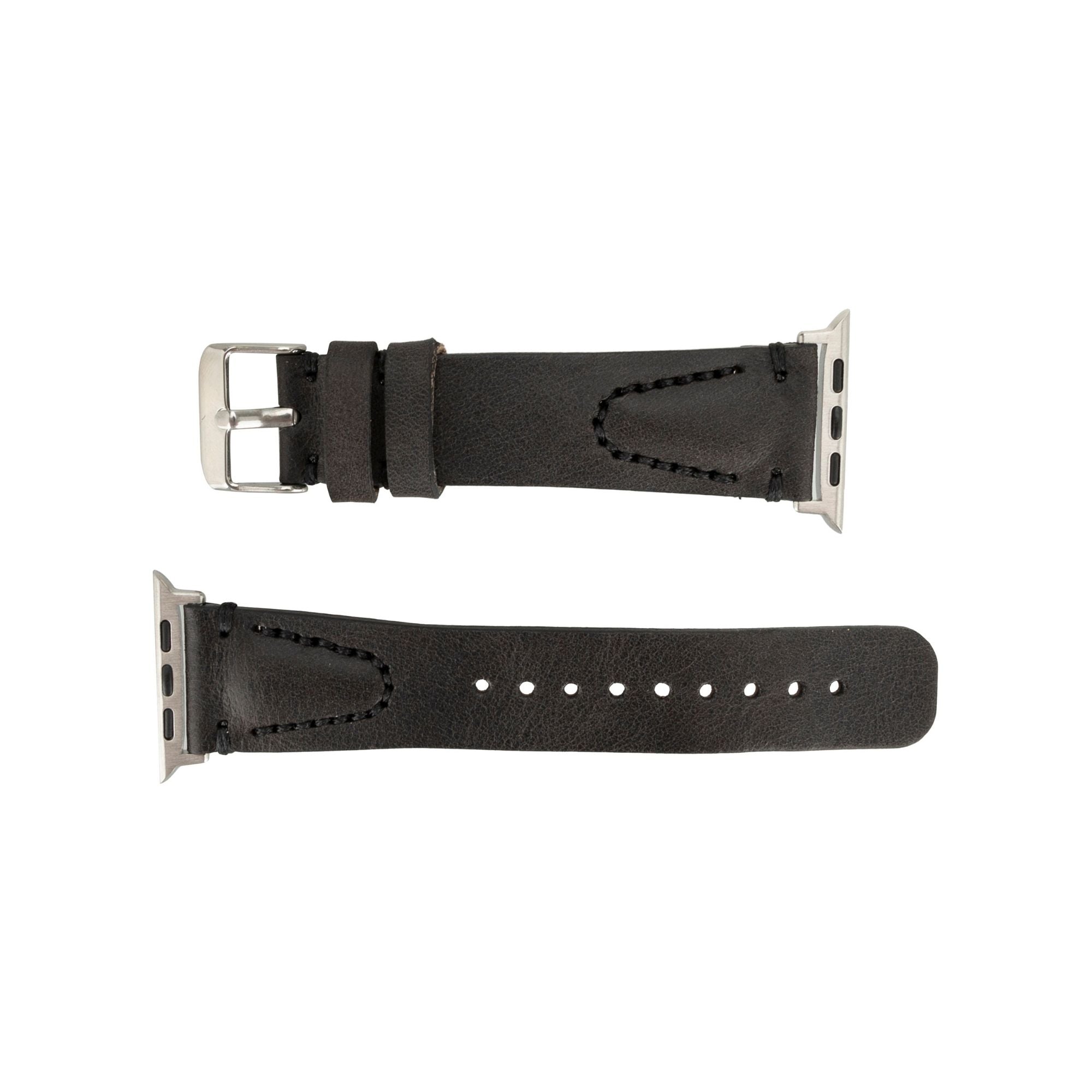 Jeffrey Leather Bands for Apple Watch Ultra,8,7 and SE - 45/44/42mm - Black - TORONATA