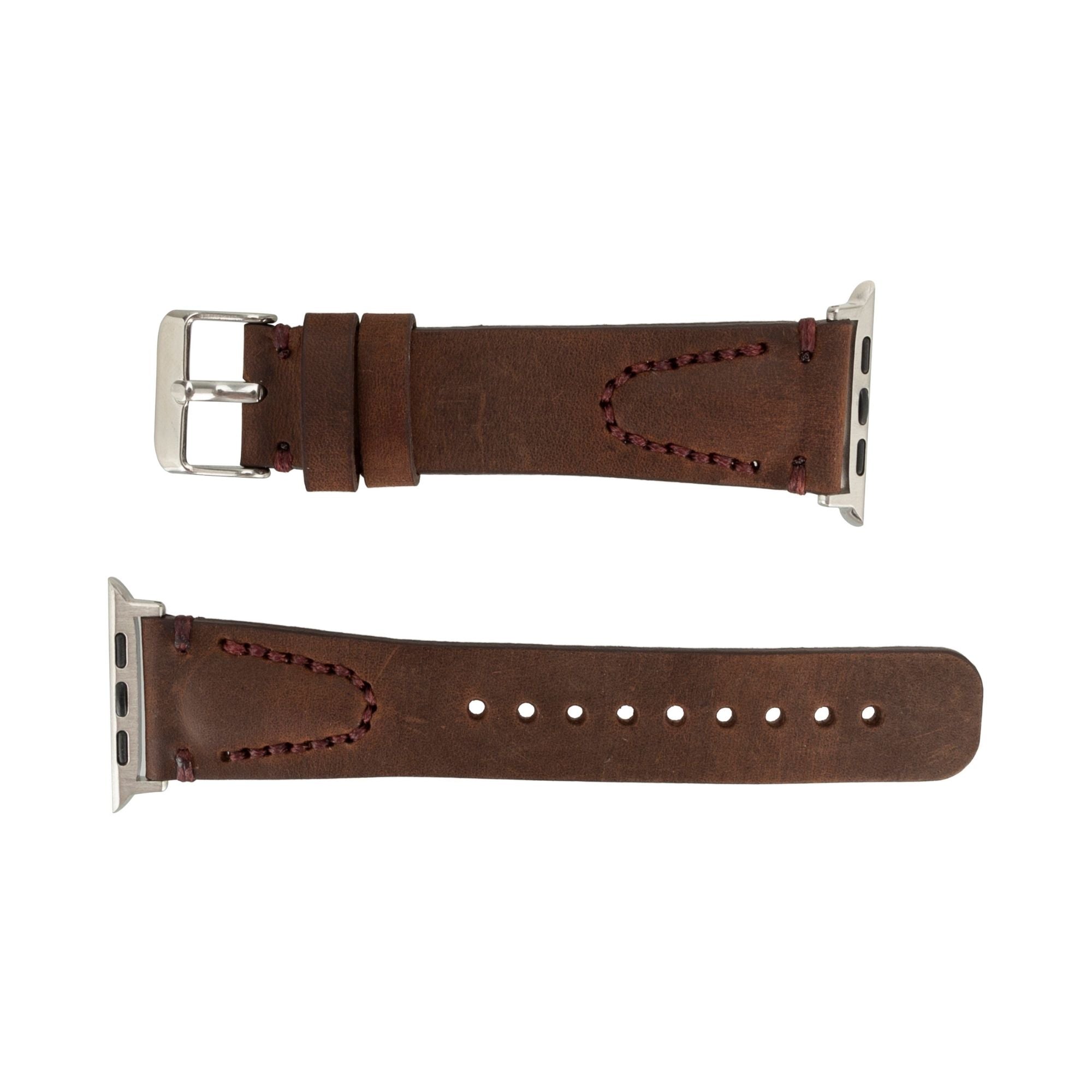 Jeffrey Leather Bands for Apple Watch Ultra,8,7 and SE - 45/44/42mm - Dark Brown - TORONATA