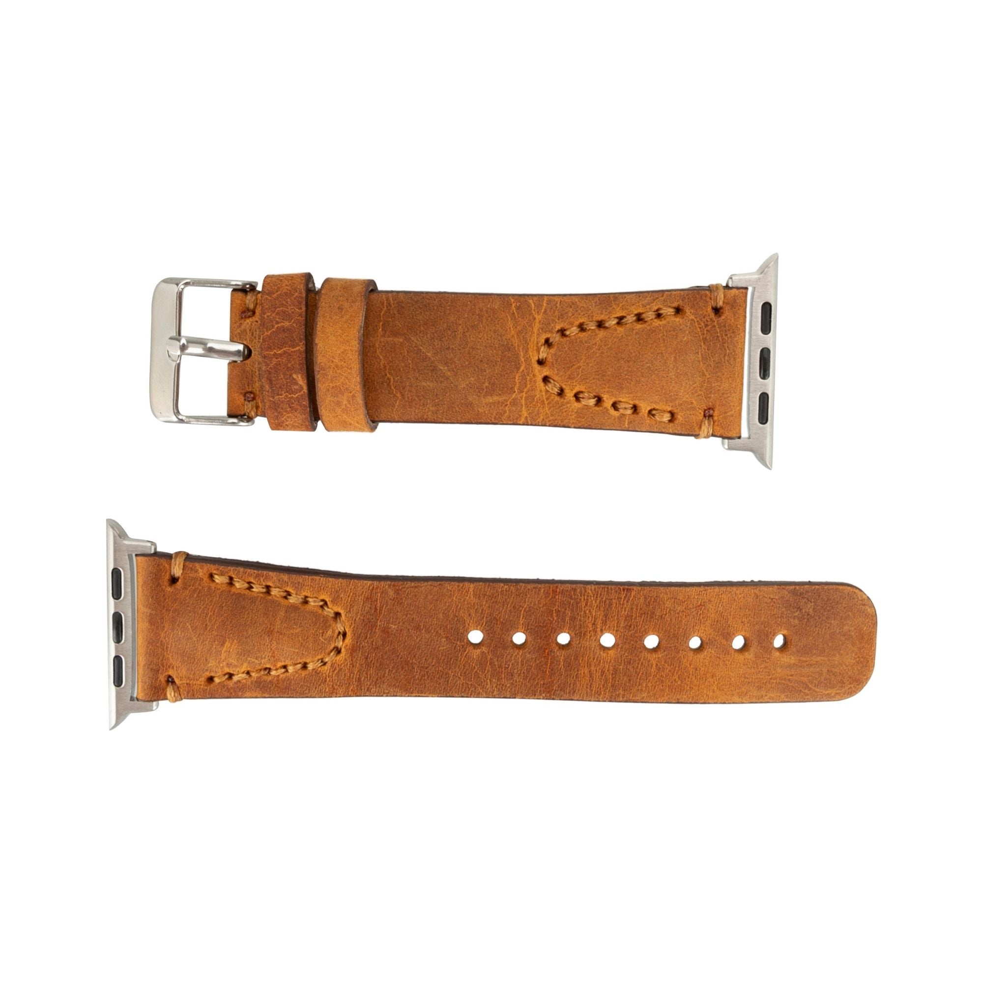 Jeffrey Leather Bands for Apple Watch Ultra,8,7 and SE - 45/44/42mm - Brown - TORONATA