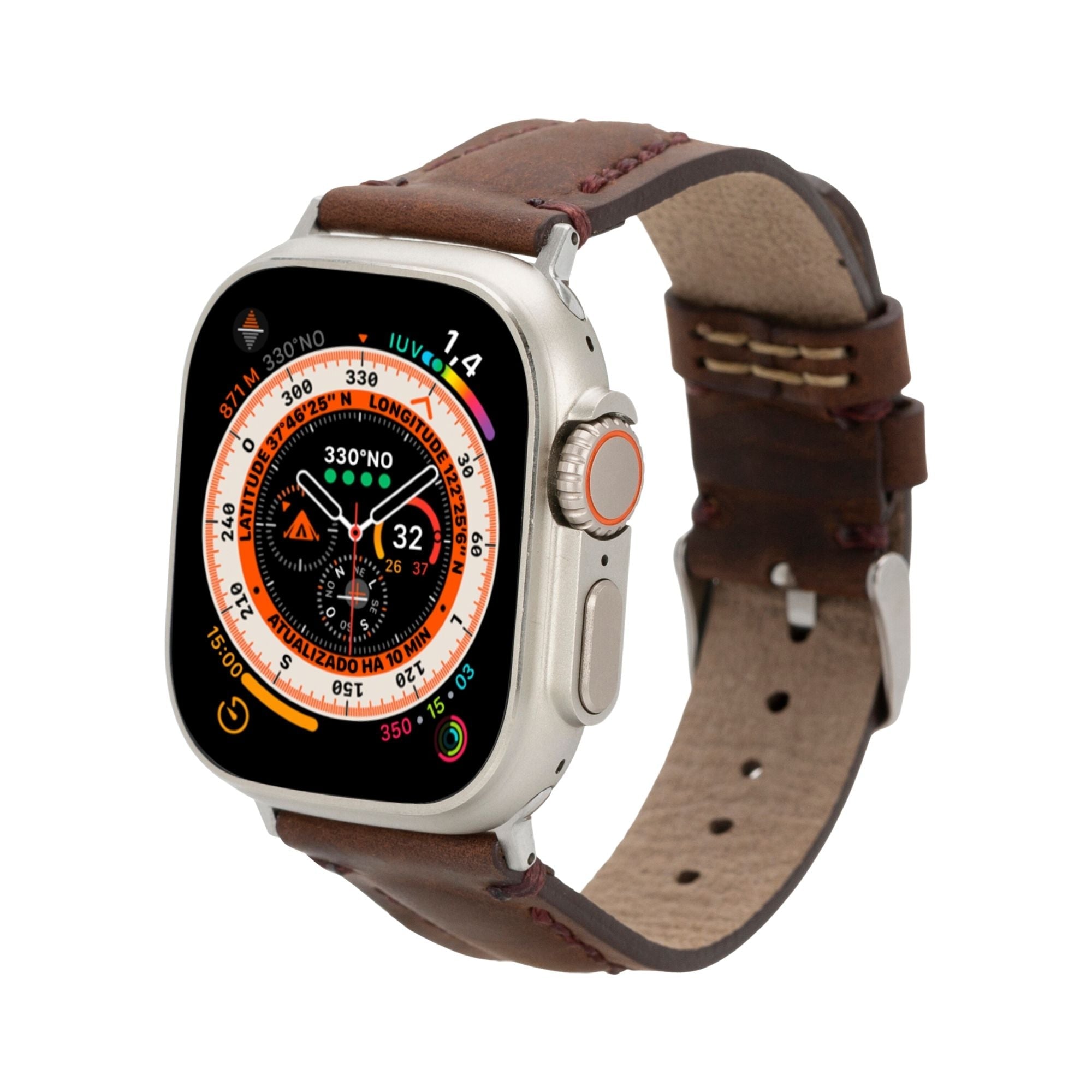 Jeffrey Leather Bands for Apple Watch Ultra,8,7 and SE - 45/44/42mm - Dark Brown - TORONATA