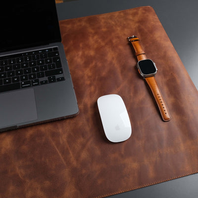 Jersey Antic Tan Leather Desk Pad for Office and Home - TORONATA - color_