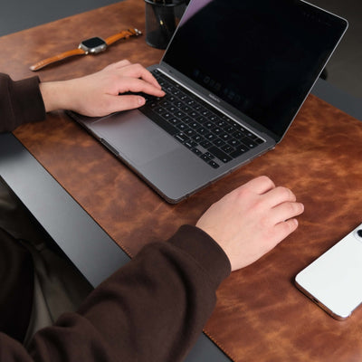 Jersey Antic Tan Leather Desk Pad for Office and Home - TORONATA - color_