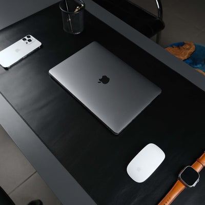 Jersey Black Leather Desk Pad for Office and Home - TORONATA - color_ Black