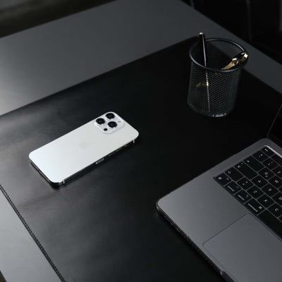 Jersey Black Leather Desk Pad for Office and Home - TORONATA - color_