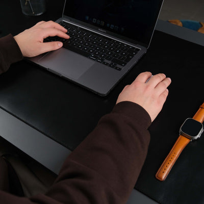 Jersey Black Leather Desk Pad for Office and Home - TORONATA - color_