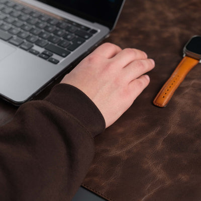 Jersey Dark Brown Leather Desk Pad for Office and Home - TORONATA - color_