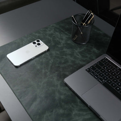 Jersey Dark Green Leather Desk Pad for Office and Home - TORONATA - color_