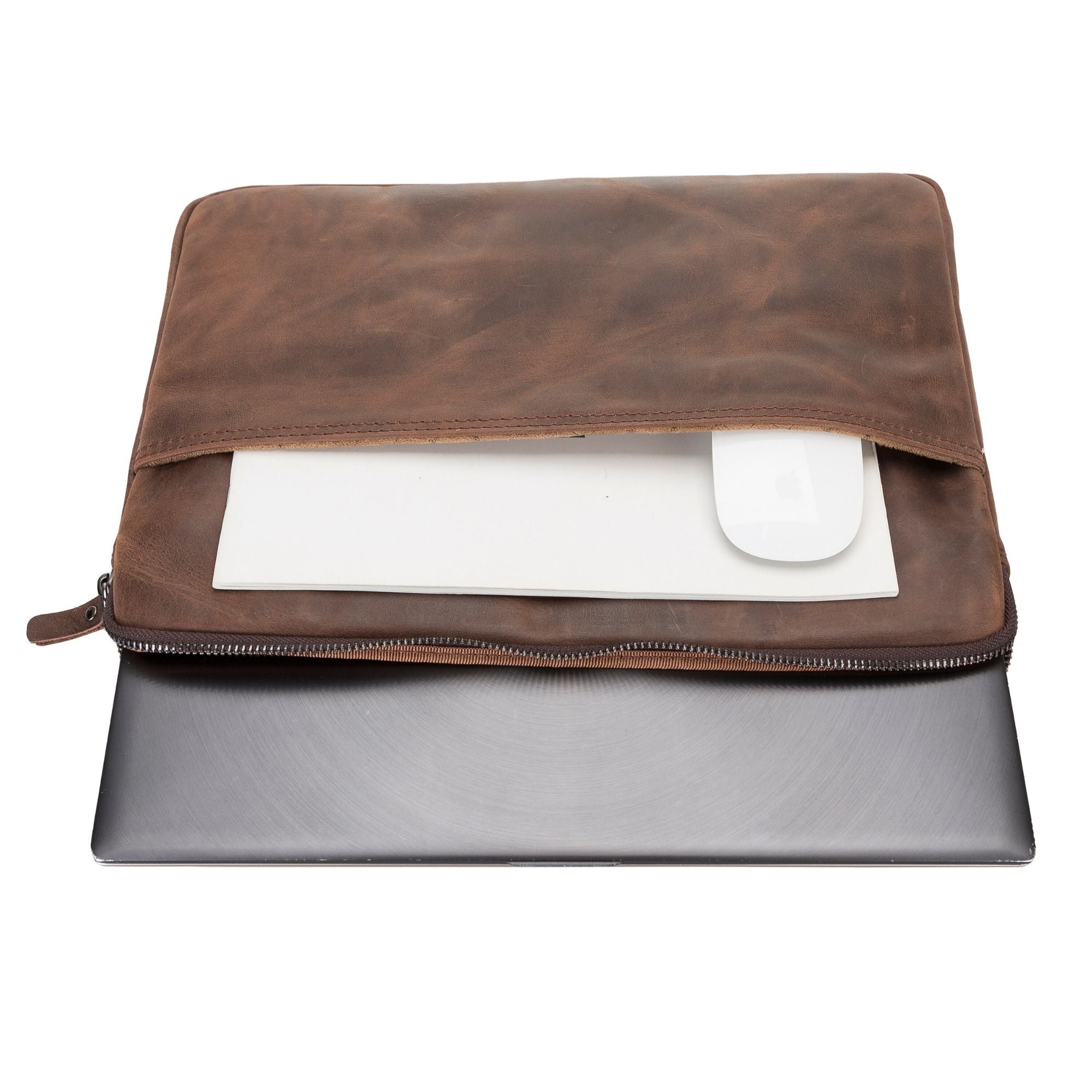 Kemmerer Leather Sleeve for iPad and MacBook - 11 Inches - Dark Brown - TORONATA