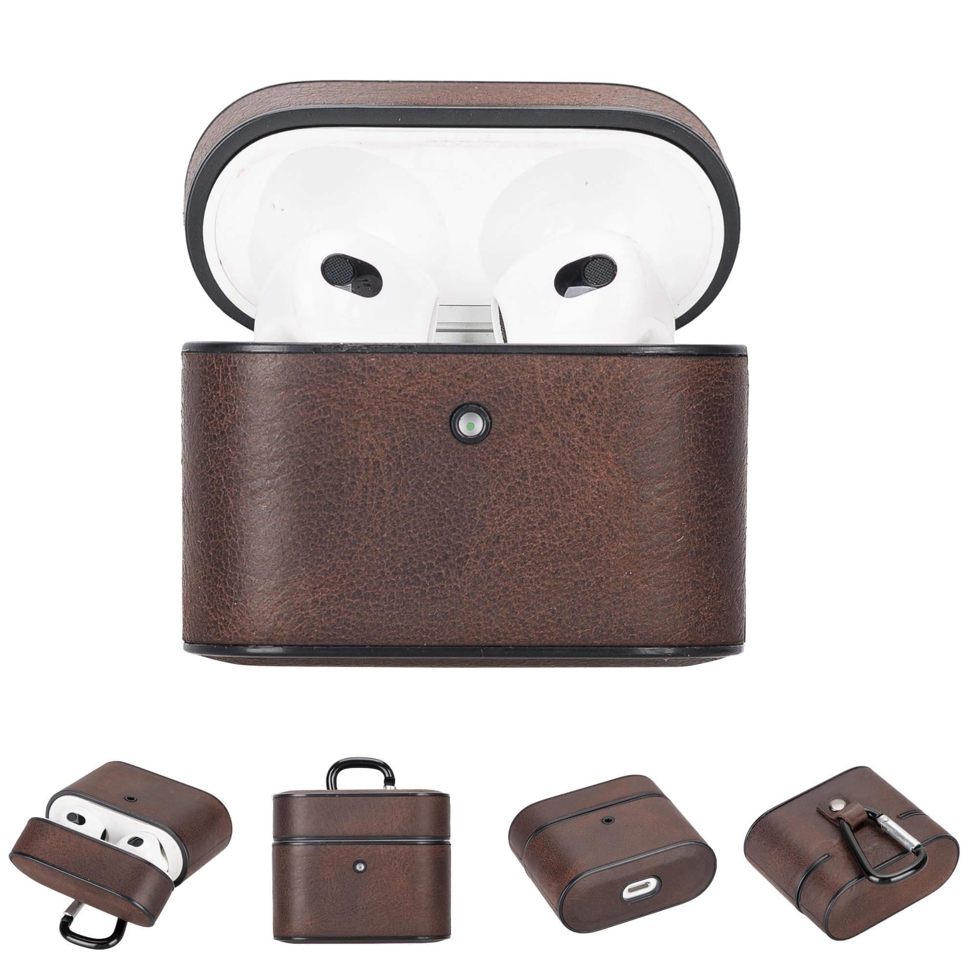 laramie leather case for apple airpods 3 - toronata - #color_dark-brown #color_dark brown