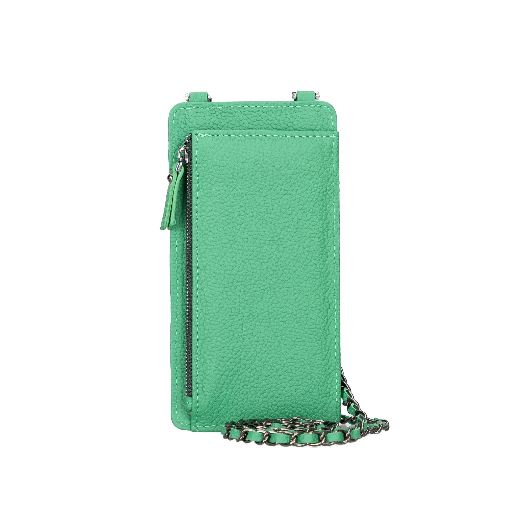 Lovell Leather Handbag with Phone Compartment and Shoulder Strap - Green - TORONATA