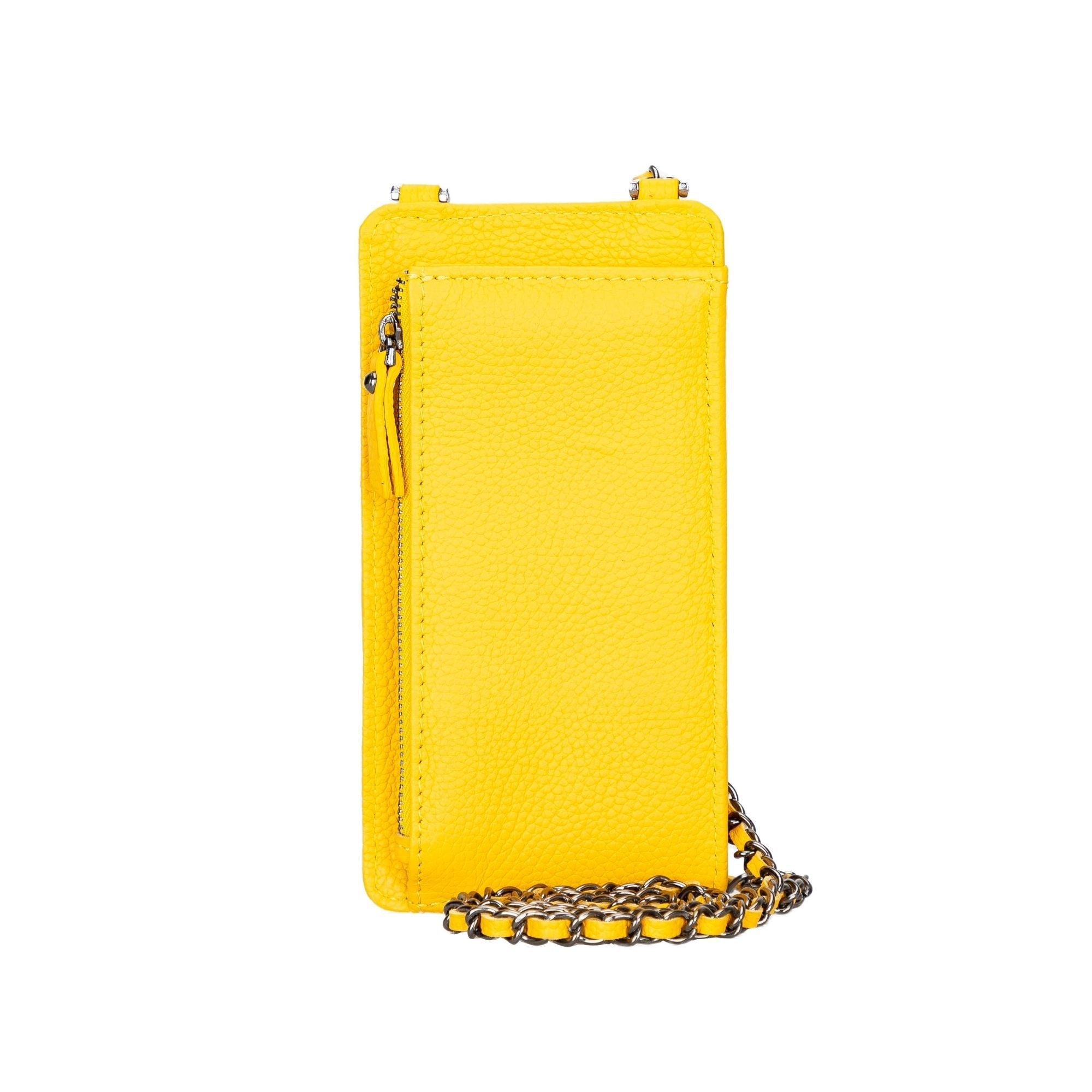 Lovell Leather Handbag with Phone Compartment and Shoulder Strap - Yellow - TORONATA