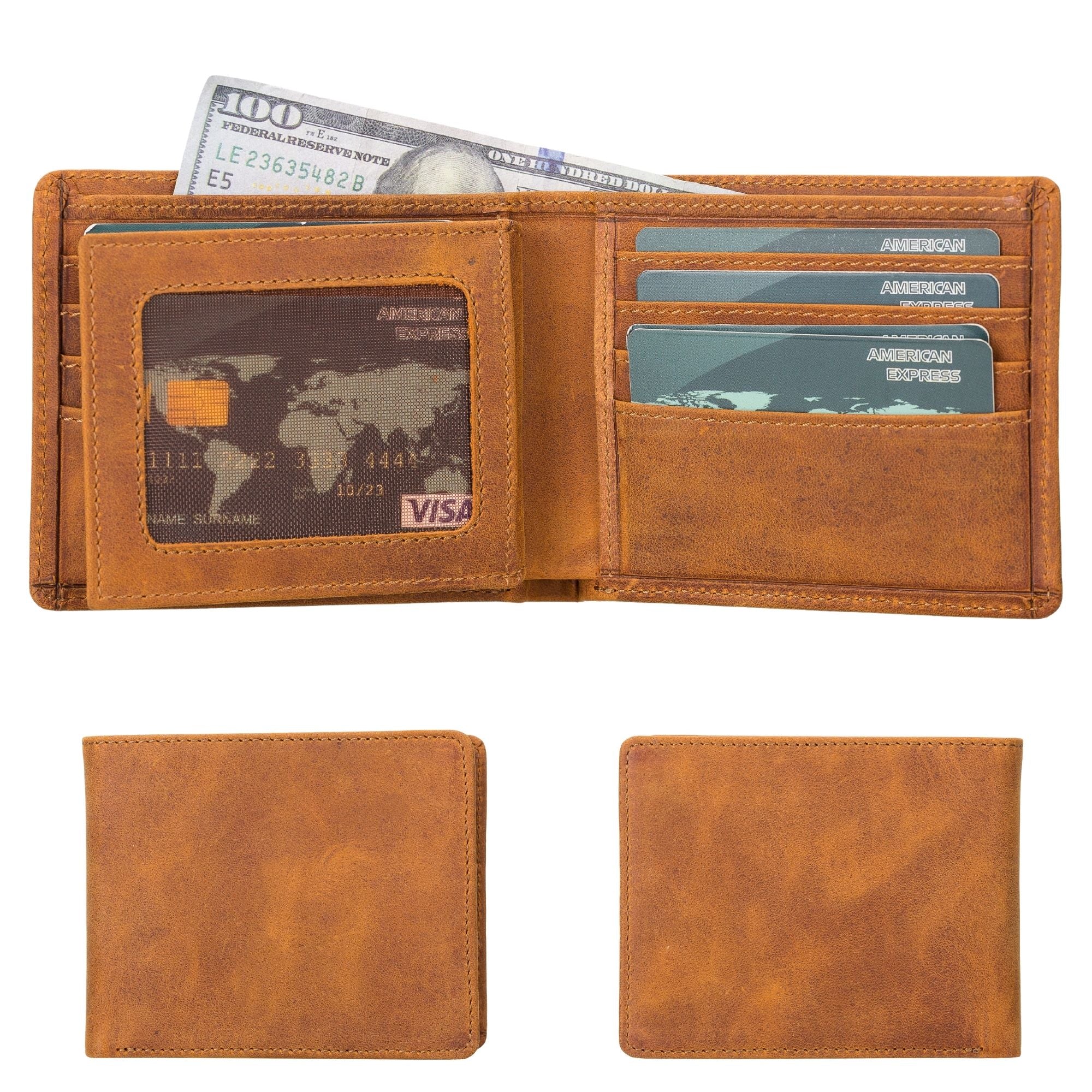 Lusk Slim Bifold Design Handcrafted Men's Genuine Leather Wallet - Tan - TORONATA