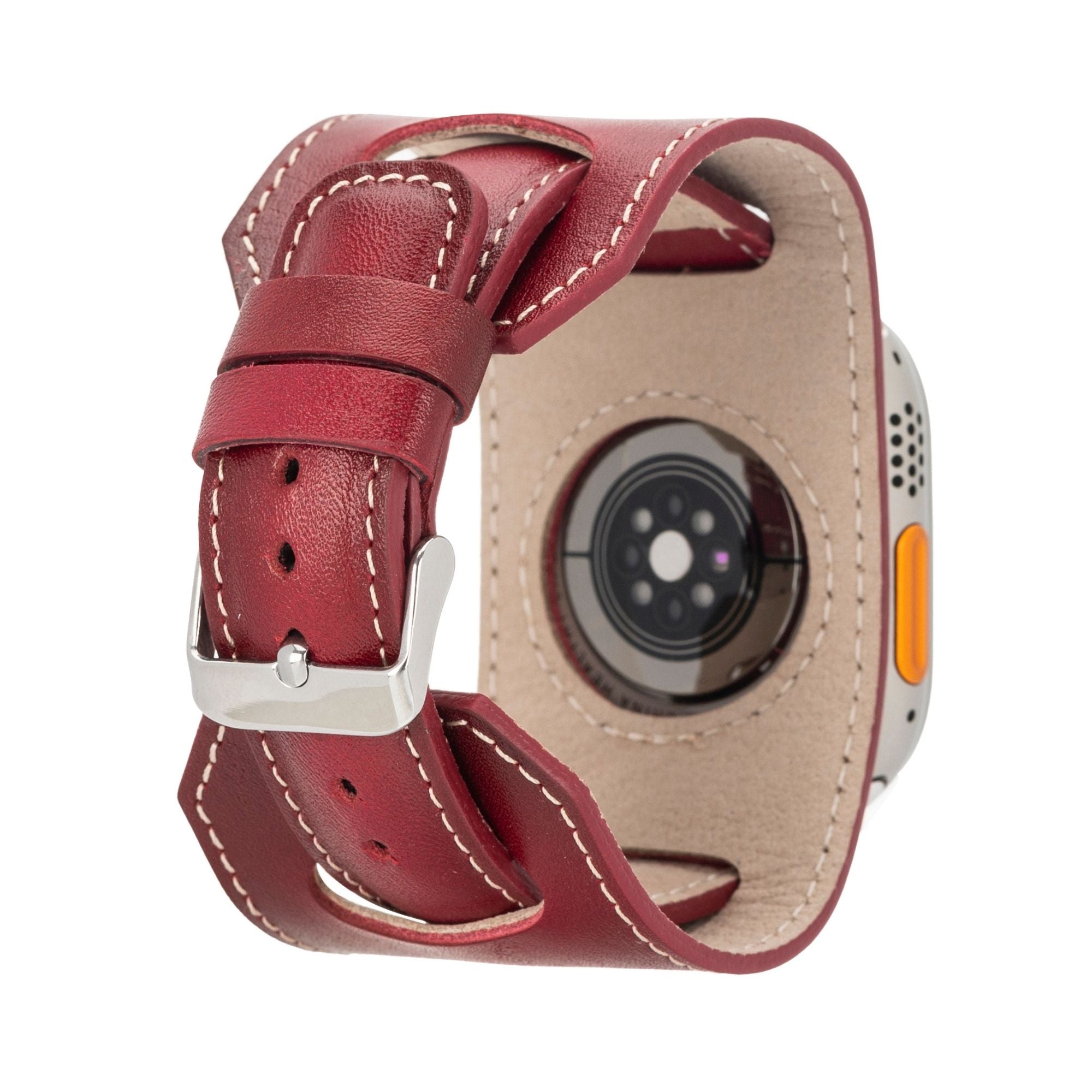 Moorcroft Cuff Leather Bands for Apple Watch Ultra,8,7 and SE - 45/44/42mm - Red - TORONATA