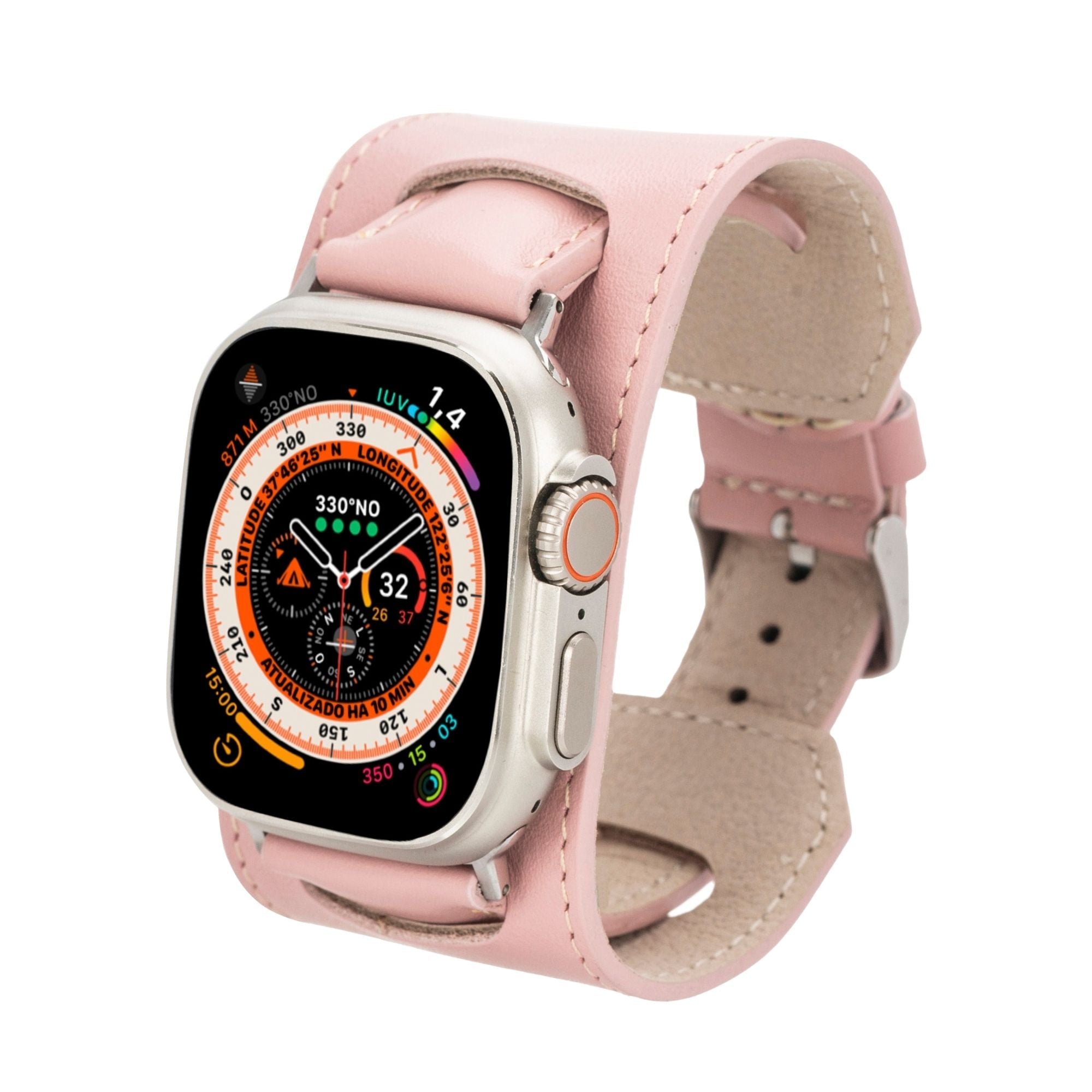 Moorcroft Cuff Leather Bands for Apple Watch Ultra,8,7 and SE - 45/44/42mm - Pink - TORONATA