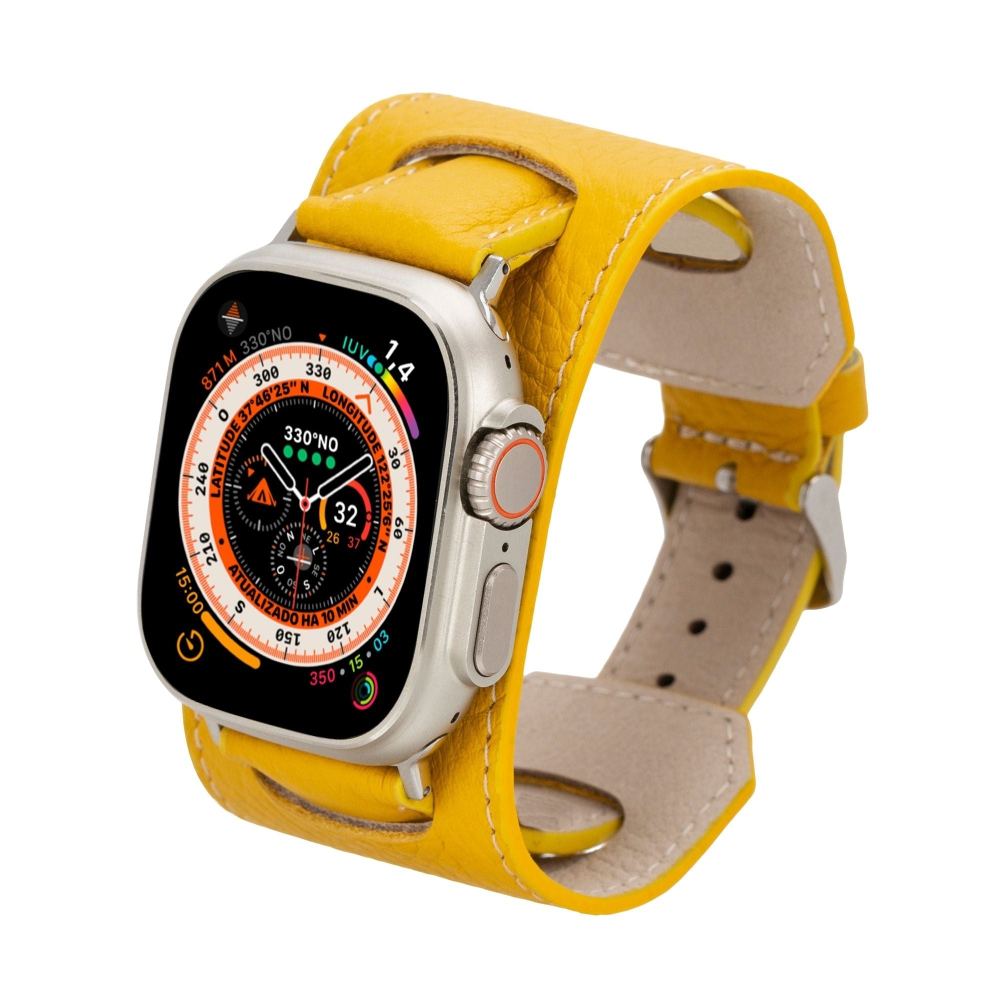 Moorcroft Cuff Leather Bands for Apple Watch Ultra,8,7 and SE - 45/44/42mm - Yellow - TORONATA
